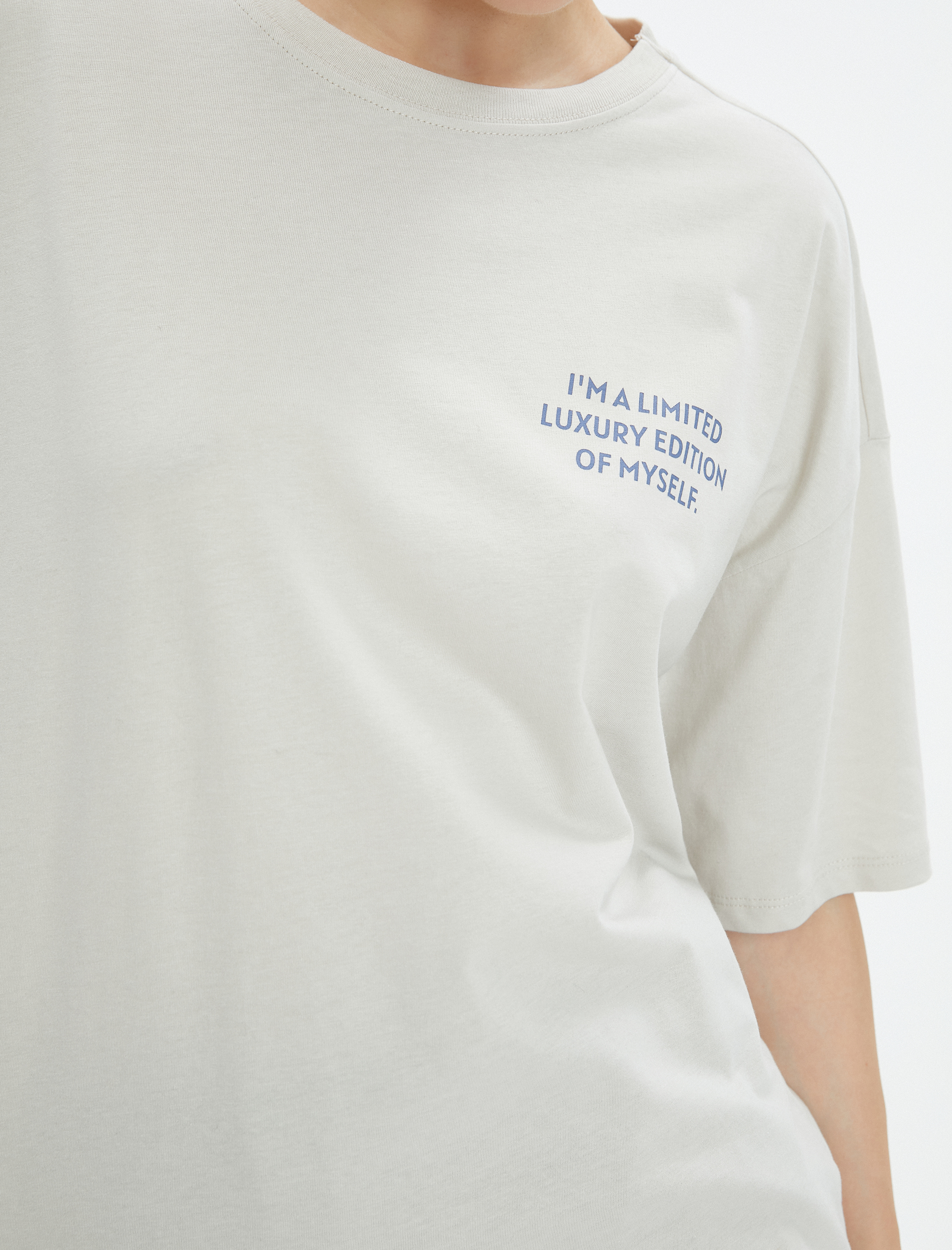   Oversize Spor Tişört Arkası Baskılı Bisiklet Yaka Kısa Kollu Pamuklu