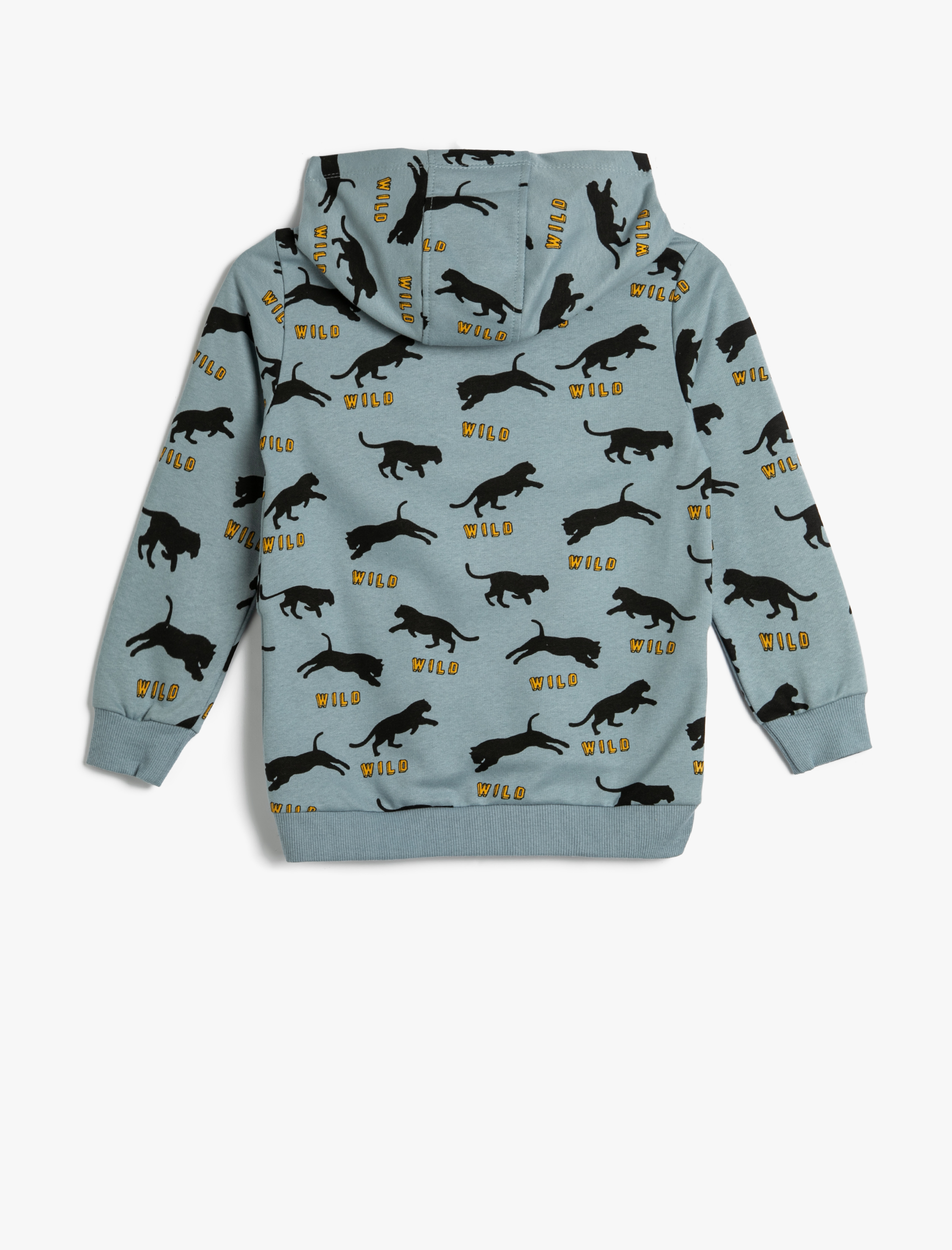  Erkek Çocuk Kapşonlu Sweatshirt Baskılı Uzun Kollu Şardonlu Pamuklu