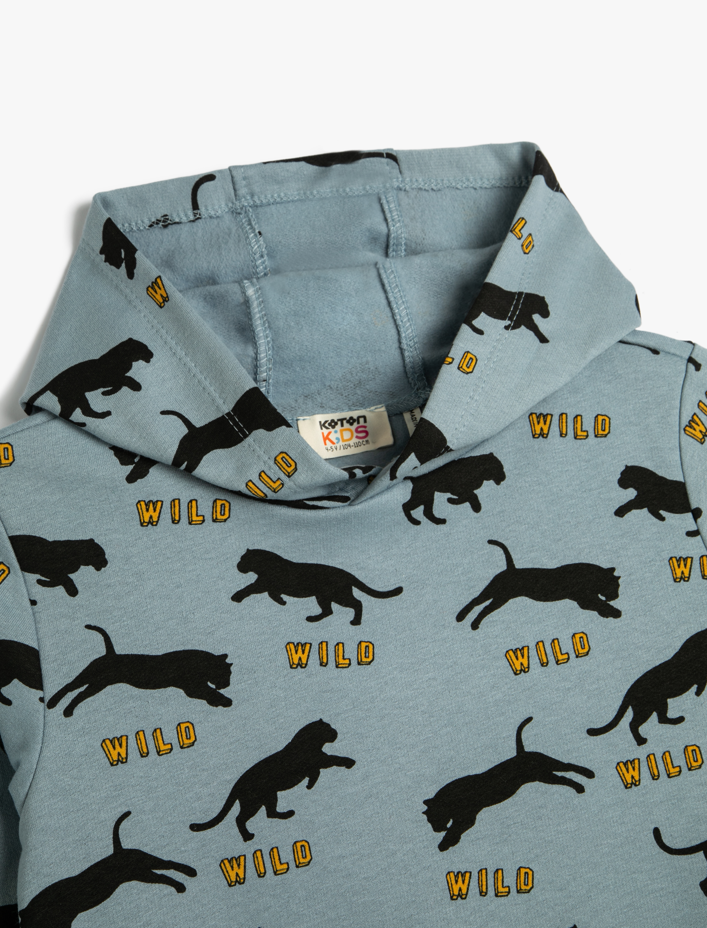  Erkek Çocuk Kapşonlu Sweatshirt Baskılı Uzun Kollu Şardonlu Pamuklu