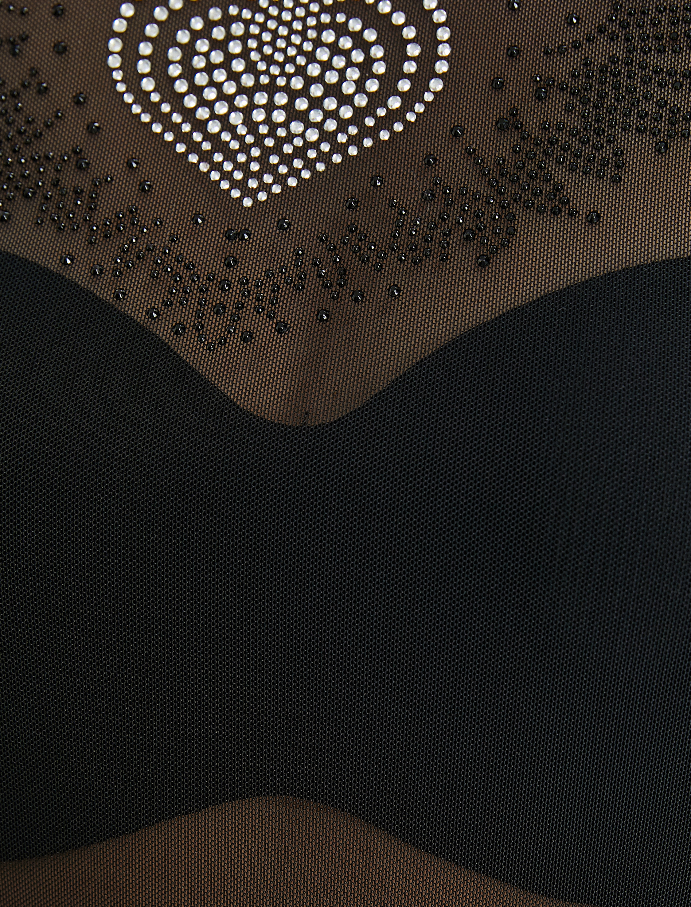 Transparan Tül Tişört Parlak Kalp İşlemeli Kısa Kollu