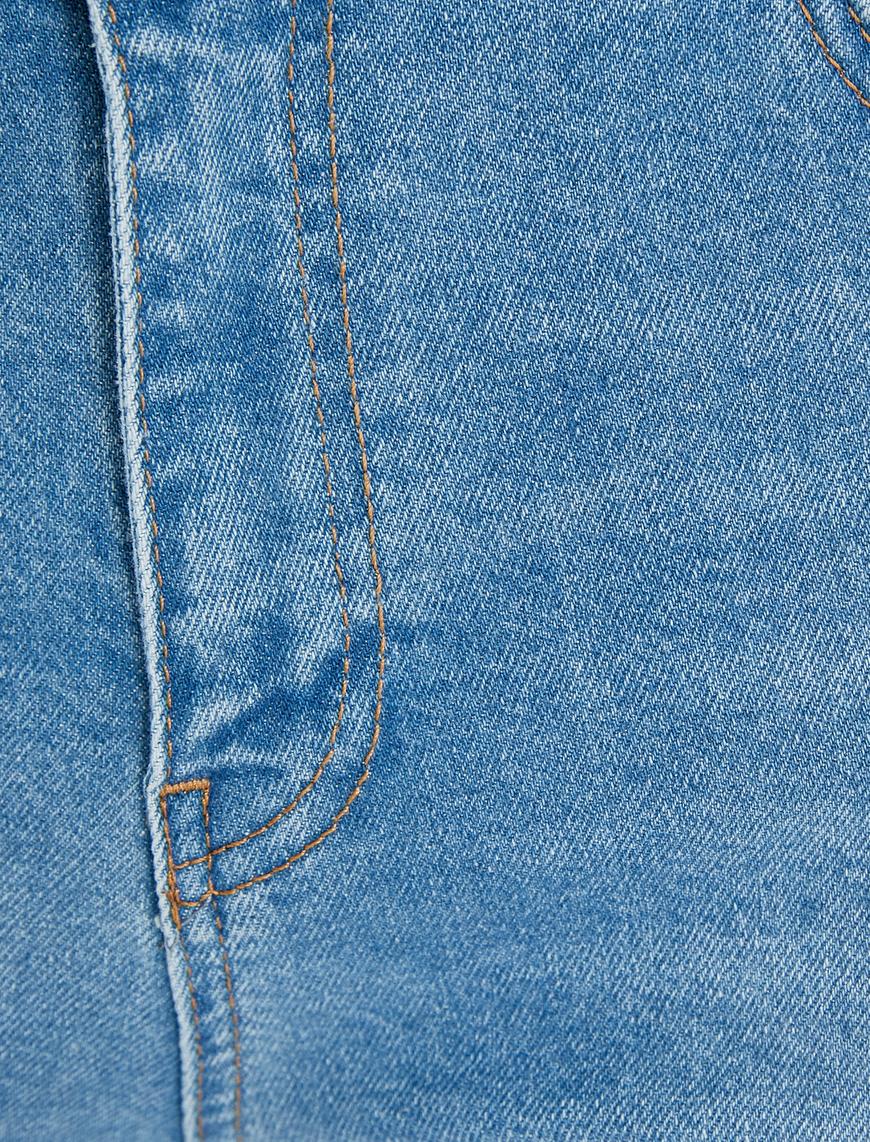   Normal Bel Kot Pantolon Düz Paça Pamuklu Cepli Normal Kesim - Eve Jean