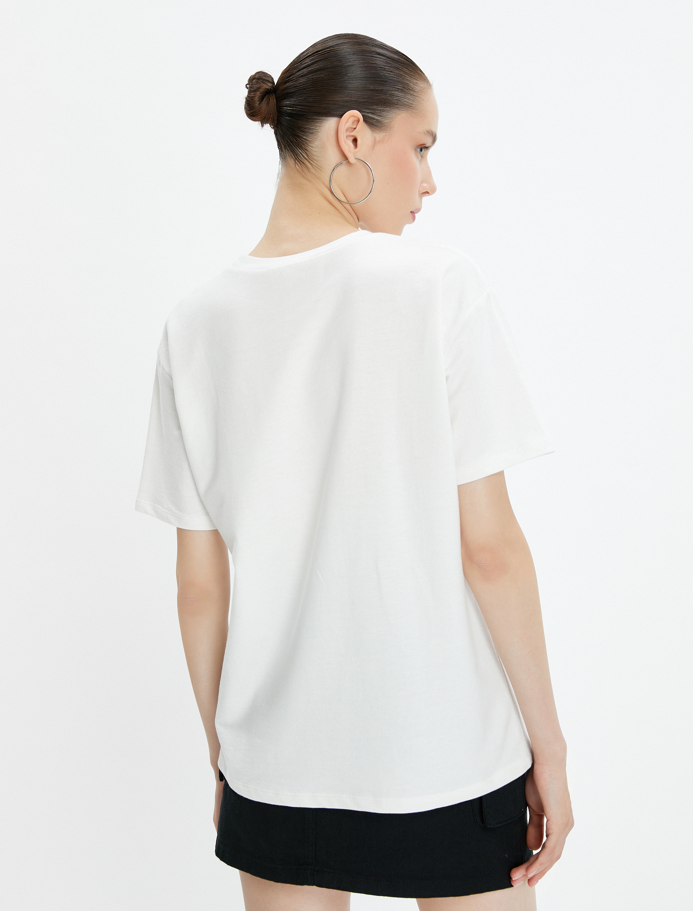   Basic Tişört Pamuklu Kısa Kollu Bisiklet Yaka