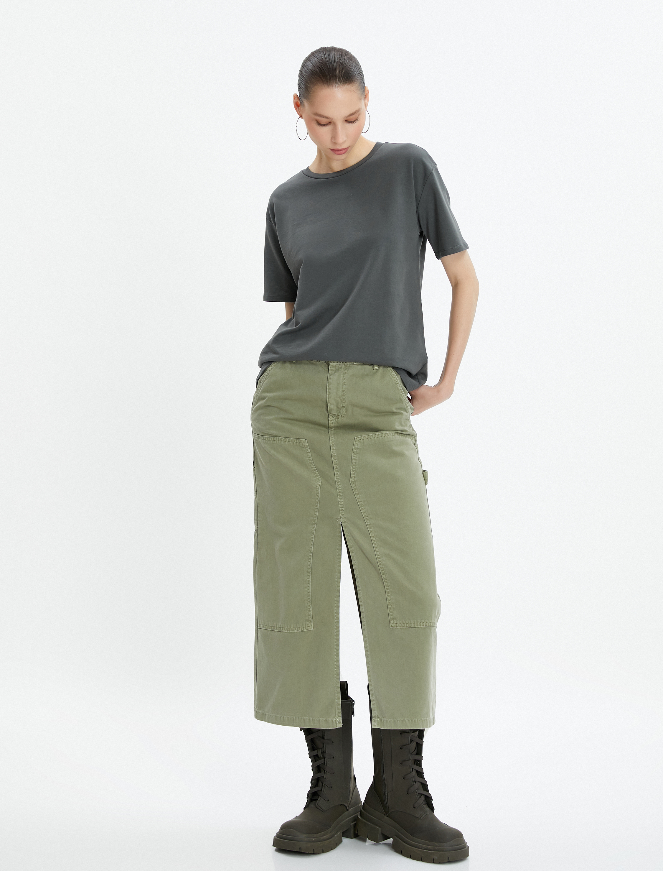   Basic Tişört Pamuklu Kısa Kollu Bisiklet Yaka