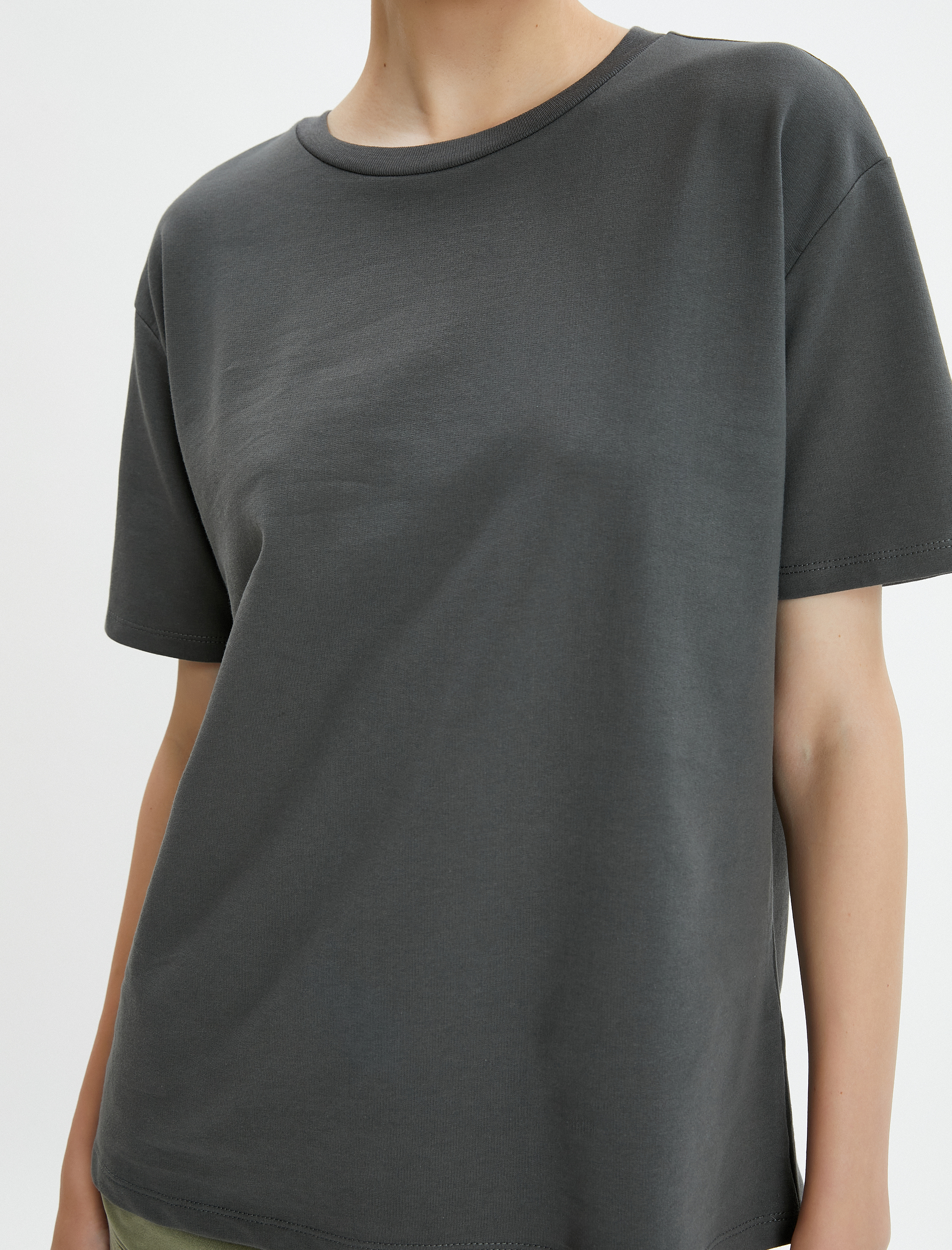   Basic Tişört Pamuklu Kısa Kollu Bisiklet Yaka