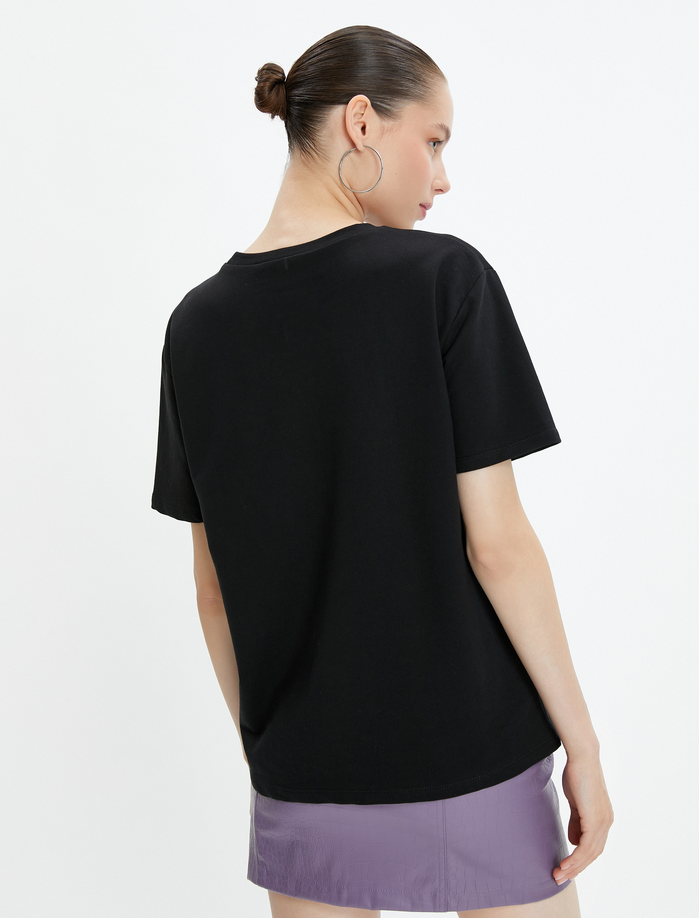   Basic Tişört Pamuklu Kısa Kollu Bisiklet Yaka