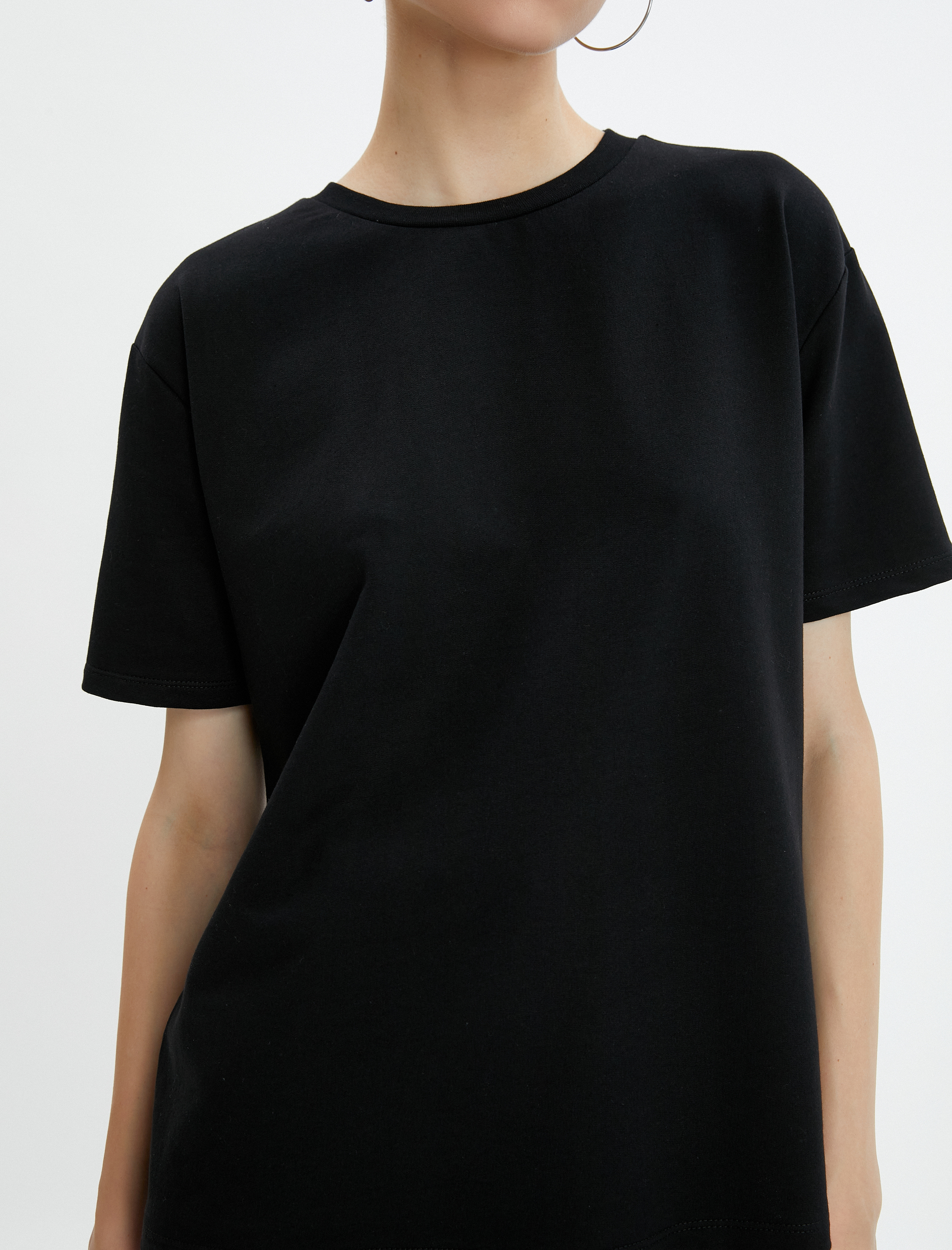   Basic Tişört Pamuklu Kısa Kollu Bisiklet Yaka