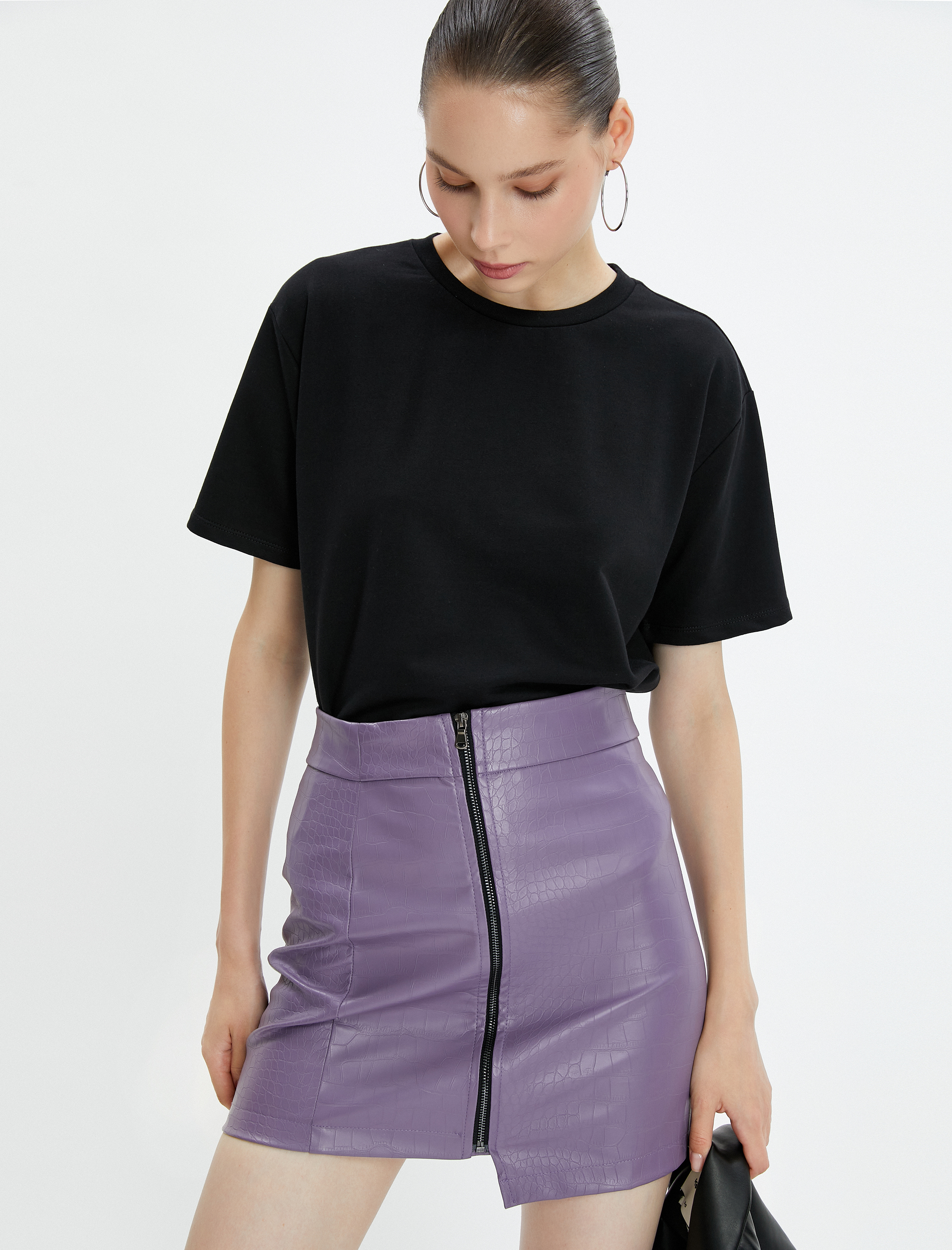   Basic Tişört Pamuklu Kısa Kollu Bisiklet Yaka