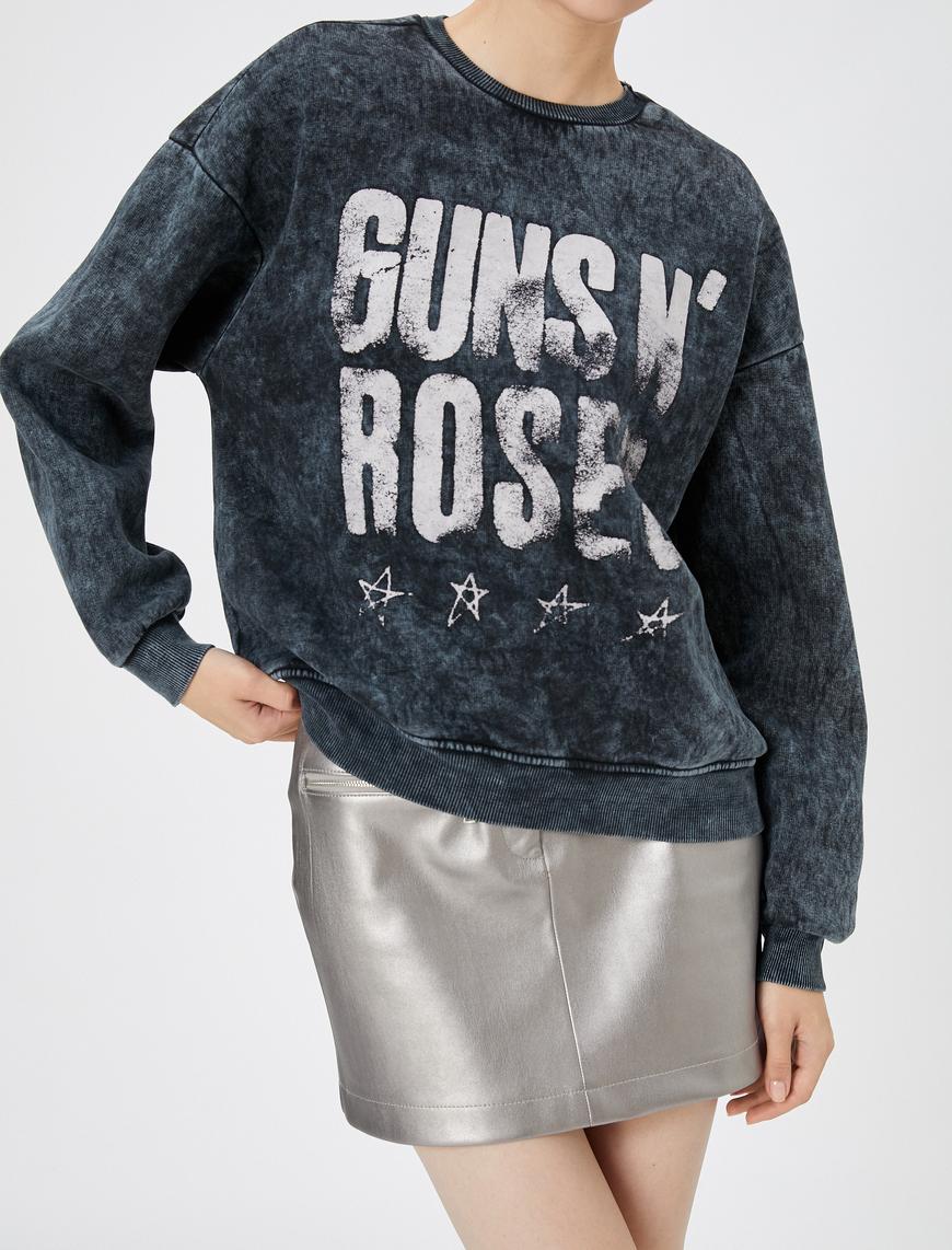   Guns N' Roses Sweatshirt Lisanslı Şardonlu Yıkamalı Arkası Baskılı