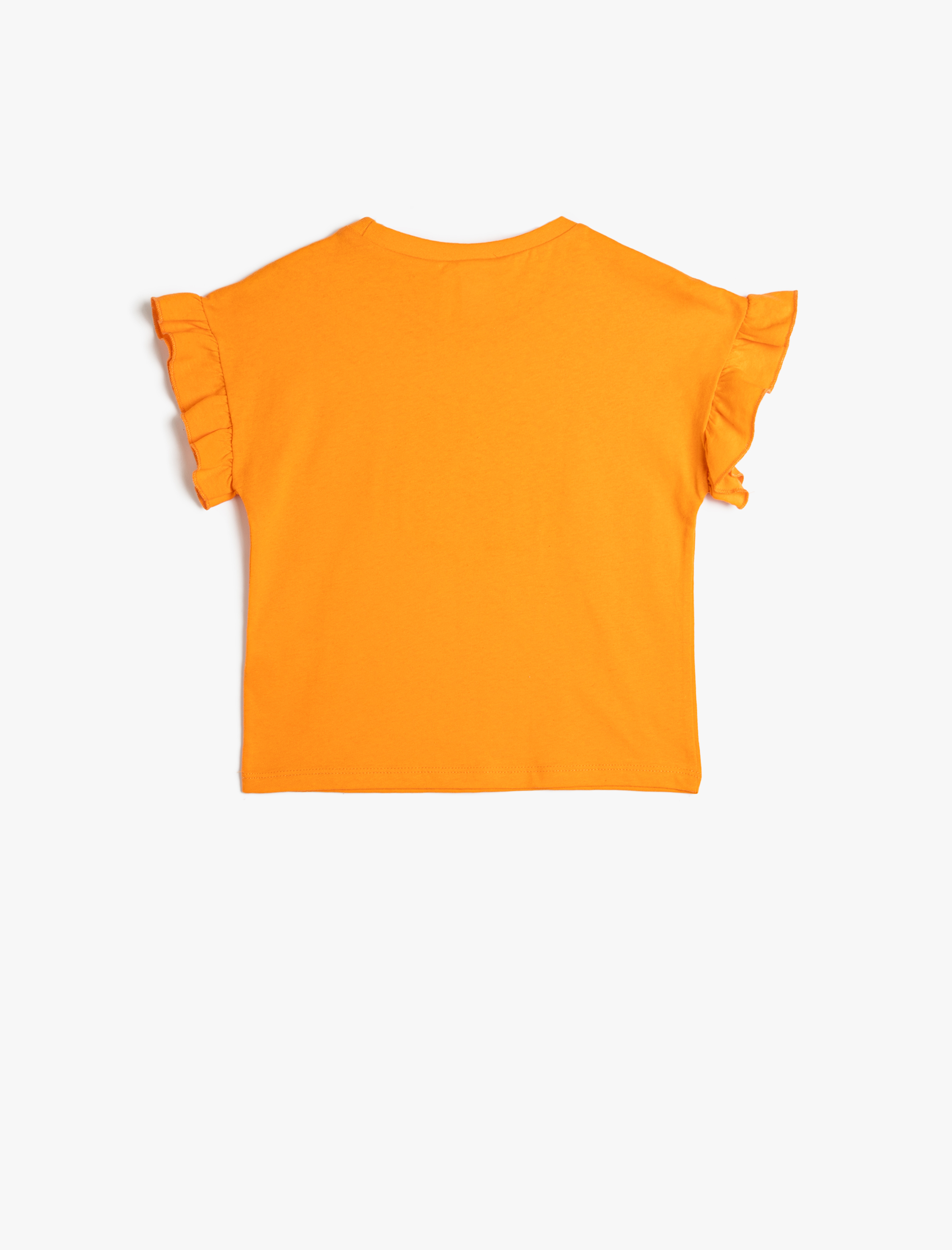  Kız Bebek Tişört Bisiklet Yaka Kolsuz Fırfırlı Baskılı