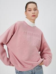 Kolej Sweatshirt Şardonlu Uzun Kollu Bisiklet Yaka Pamuklu