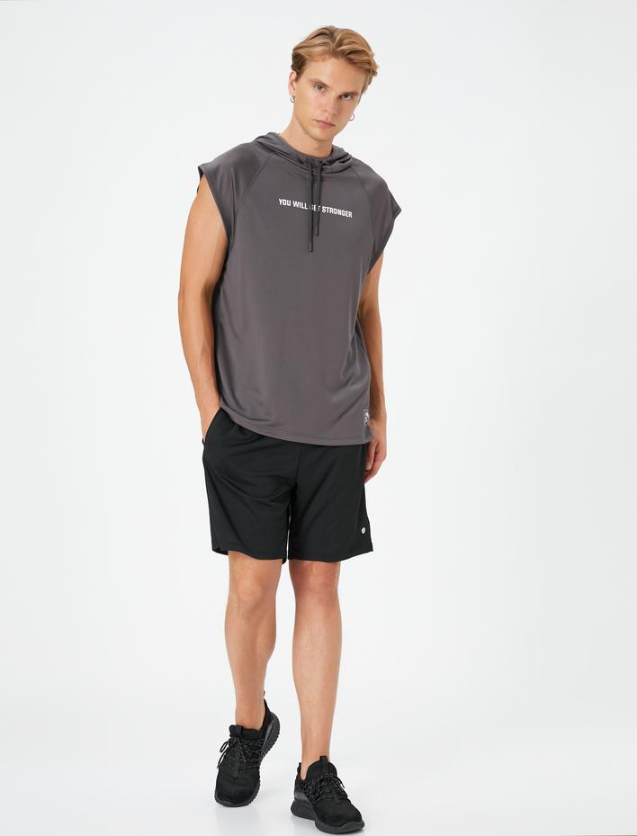  Kolsuz Tişört Kapüşonlu Slogan Baskılı