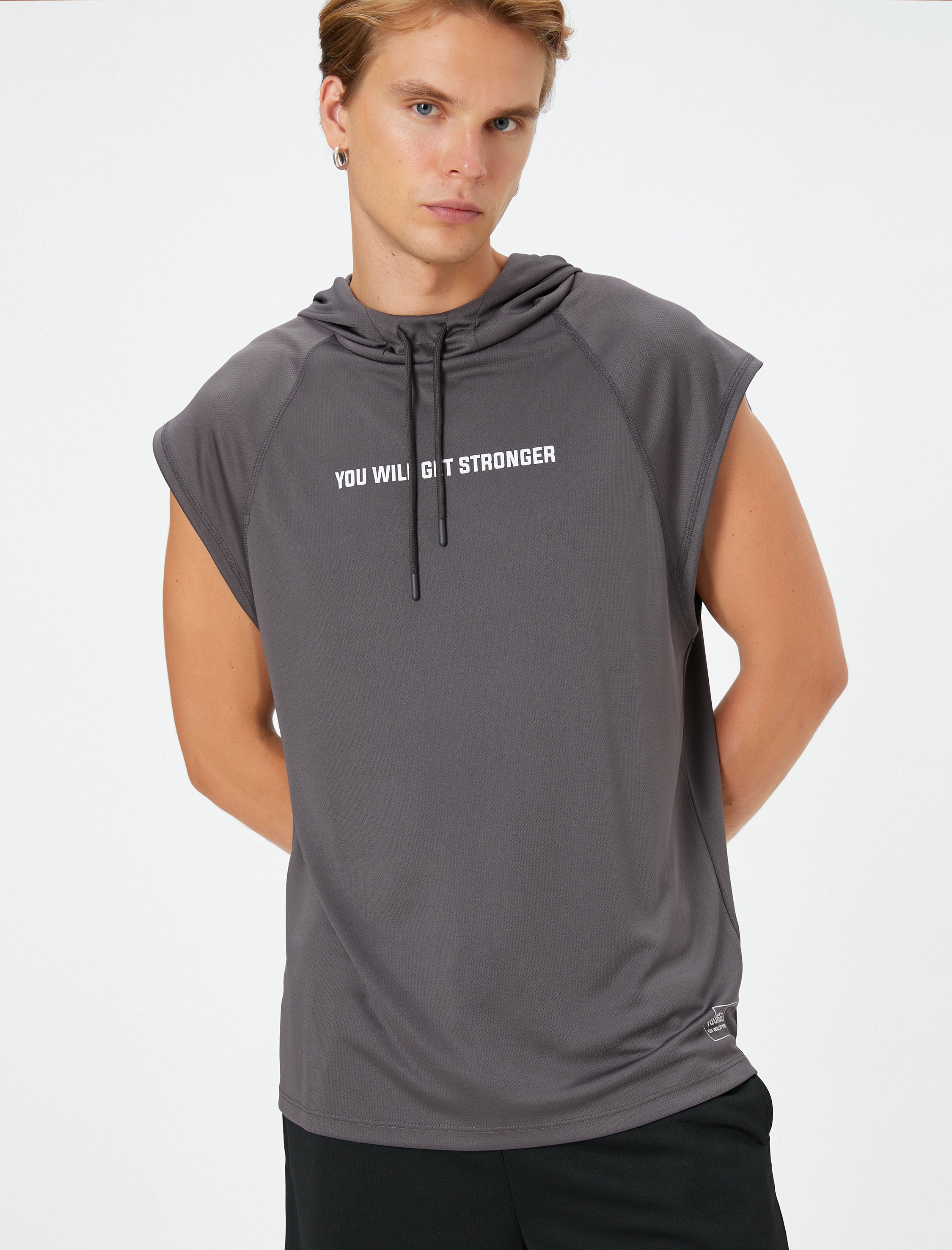   Kolsuz Tişört Kapüşonlu Slogan Baskılı