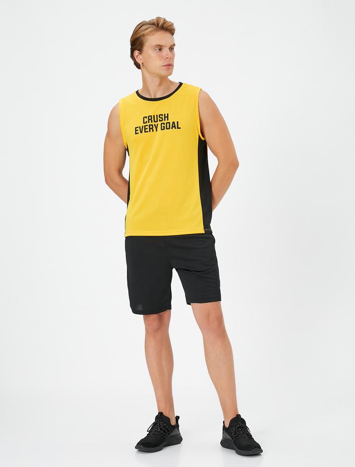  Kolsuz Tişört Bisiklet Yaka Slogan Baskılı