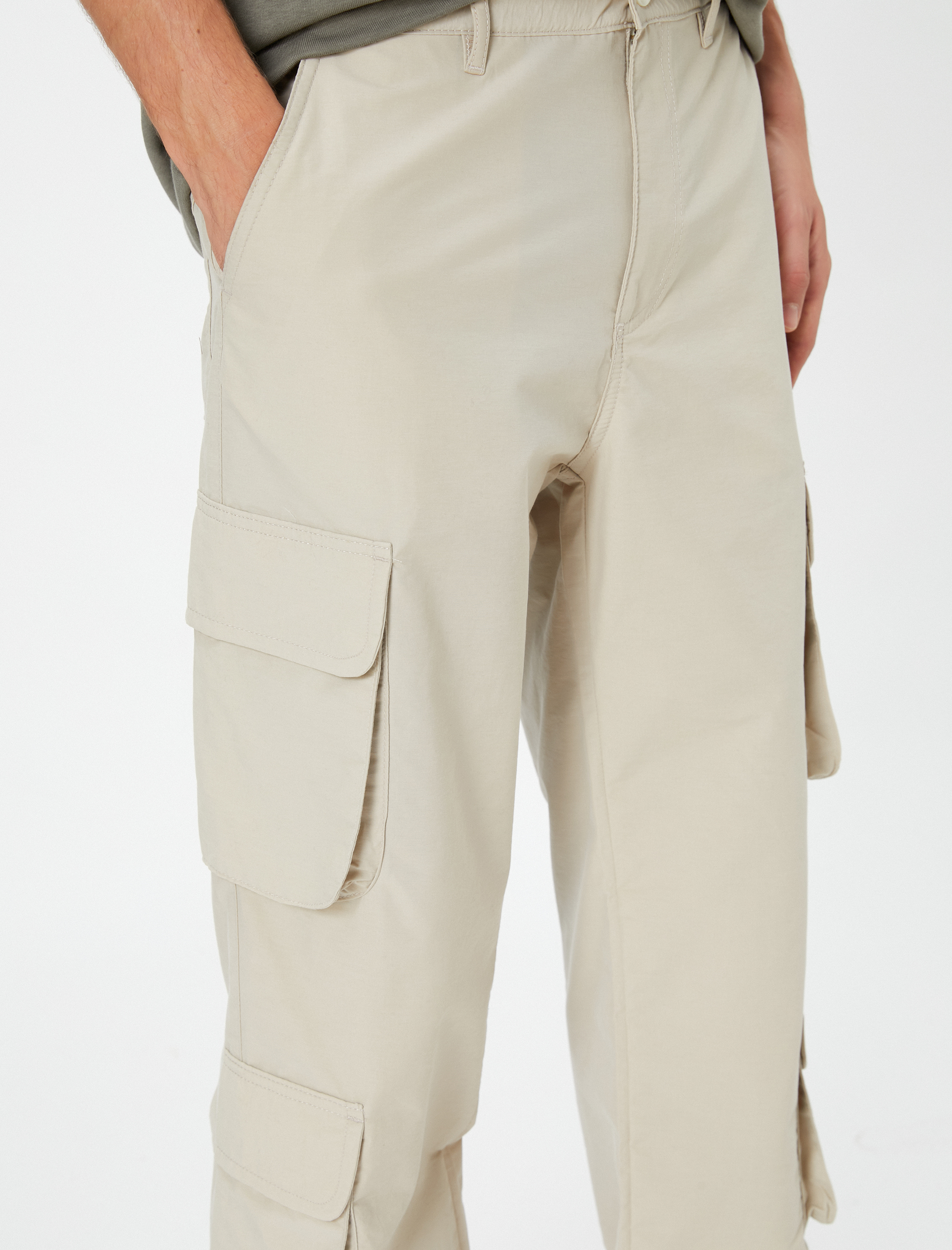   Kargo Pantolon Cep Detaylı Fermuarlı Düğmeli Standart Bel