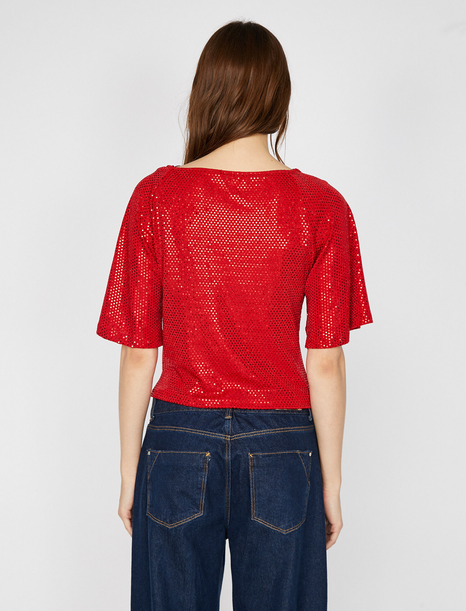   Pul Detaylı Abiye Bluz