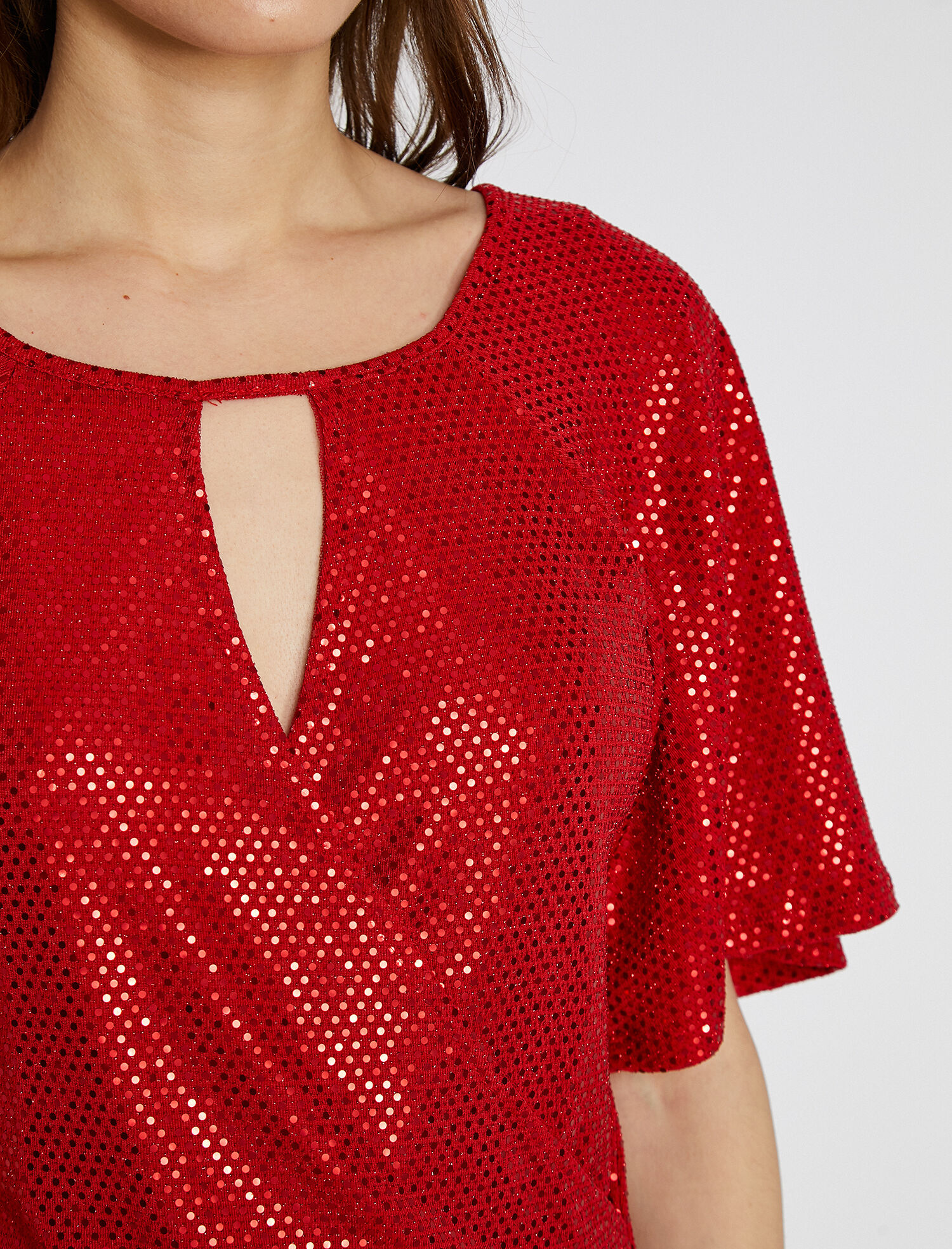   Pul Detaylı Abiye Bluz