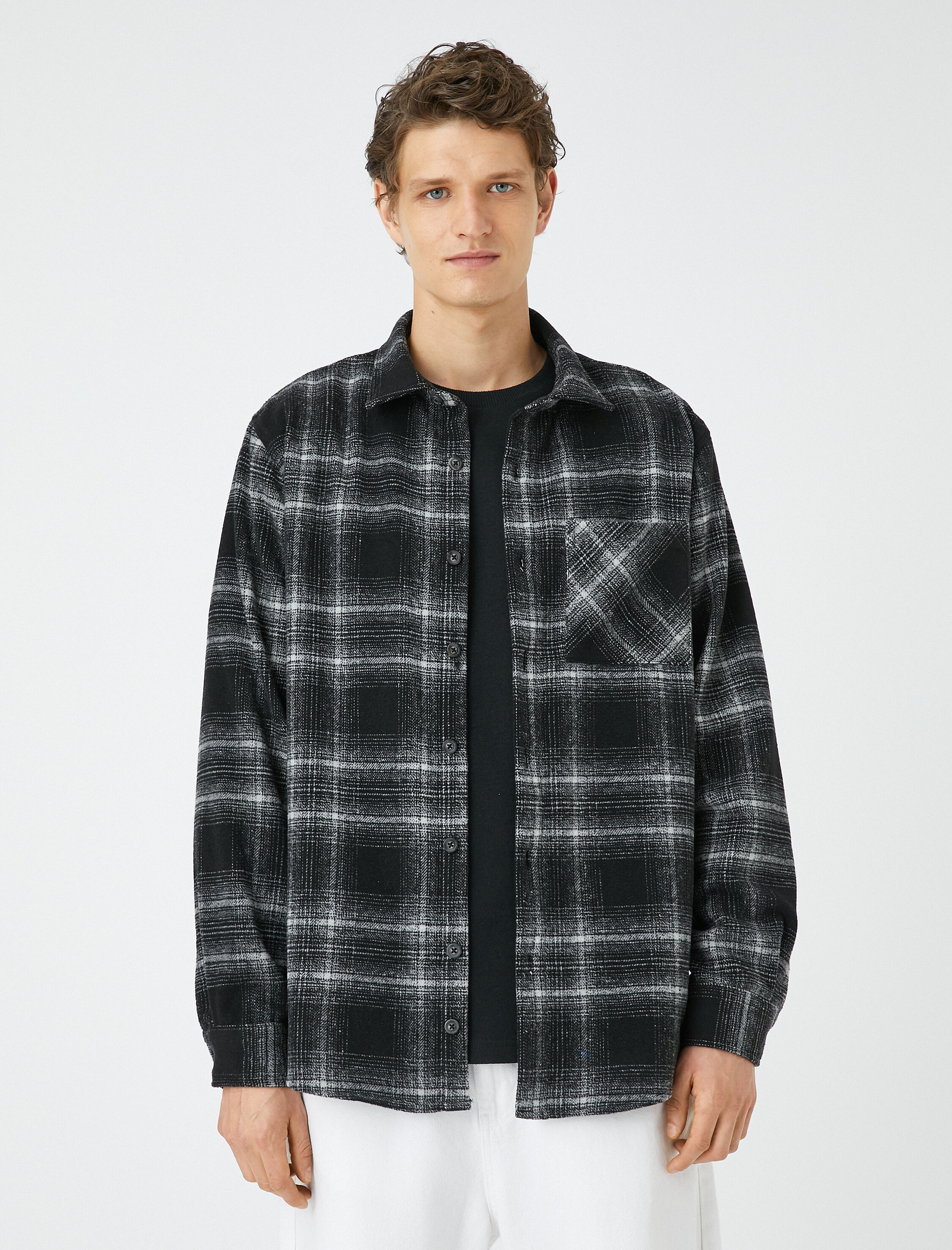   Oduncu Gömleği Cep Detaylı Klasik Yaka Uzun Kollu Yumuşak Dokulu