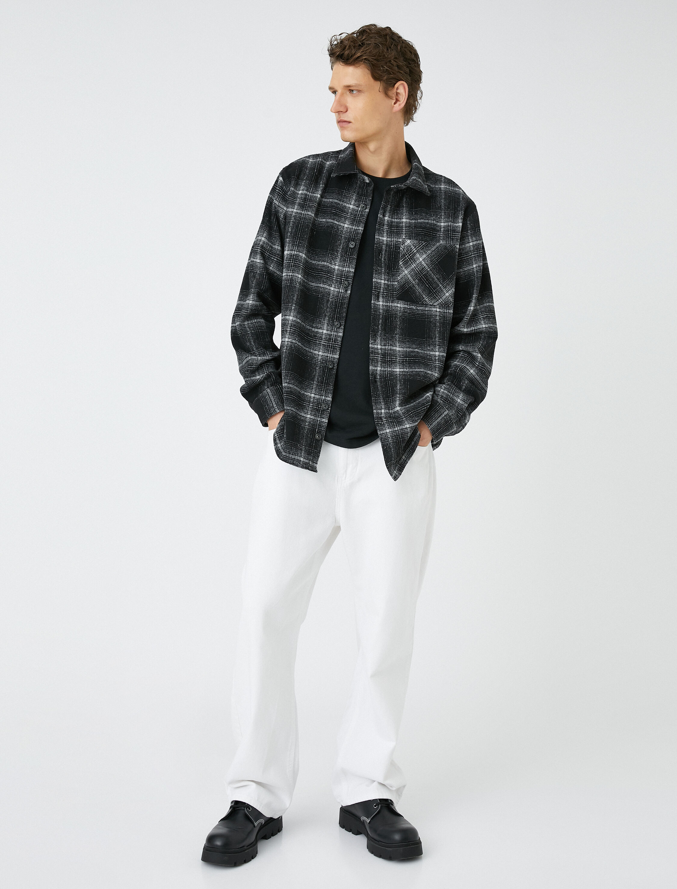   Oduncu Gömleği Cep Detaylı Klasik Yaka Uzun Kollu Yumuşak Dokulu