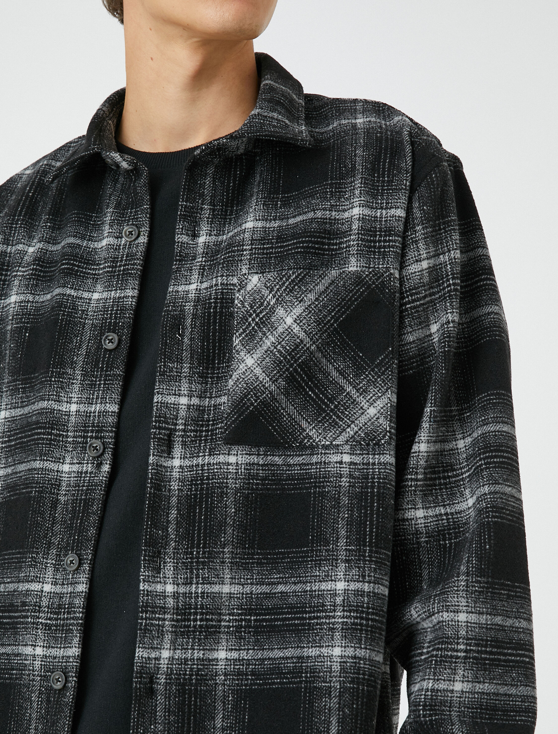   Oduncu Gömleği Cep Detaylı Klasik Yaka Uzun Kollu Yumuşak Dokulu