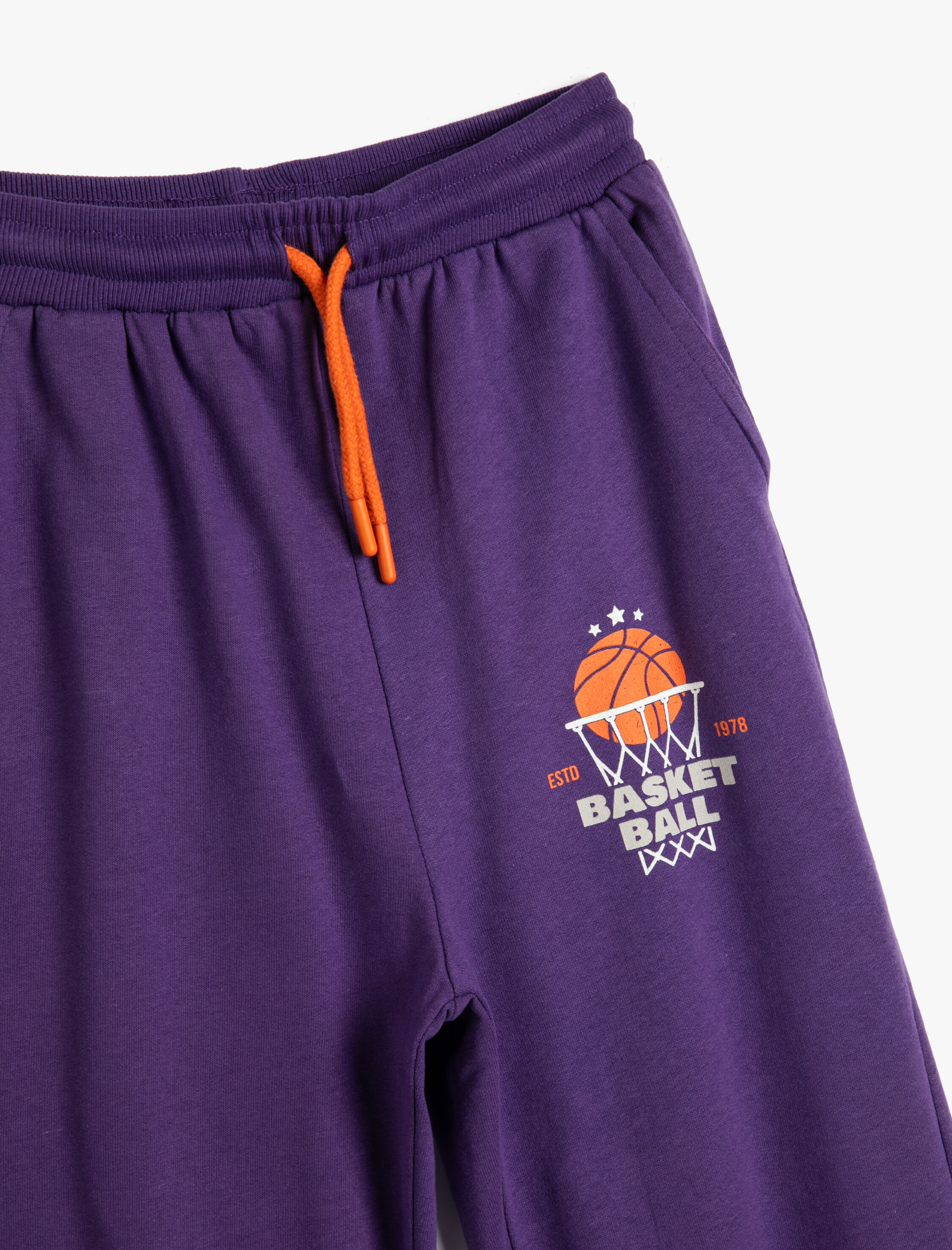  Erkek Çocuk Jogger Eşofman Altı Basketbol Baskılı Cepli Beli Bağlamalı Şardonlu