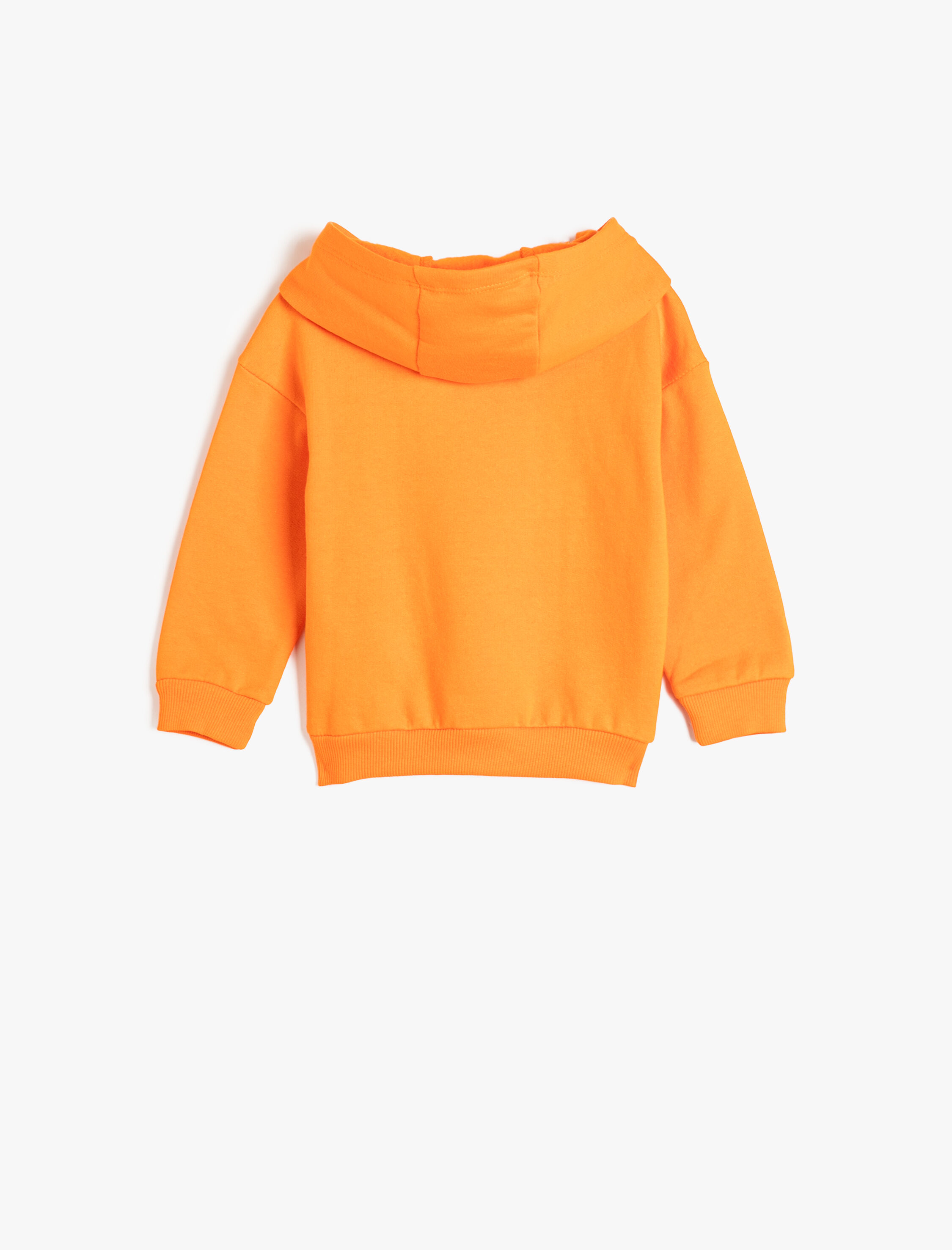  Erkek Bebek Kapşonlu Sweatshirt Kanguru Cepli Baskı Detaylı Uzun Kollu Şardonlu Pamuklu