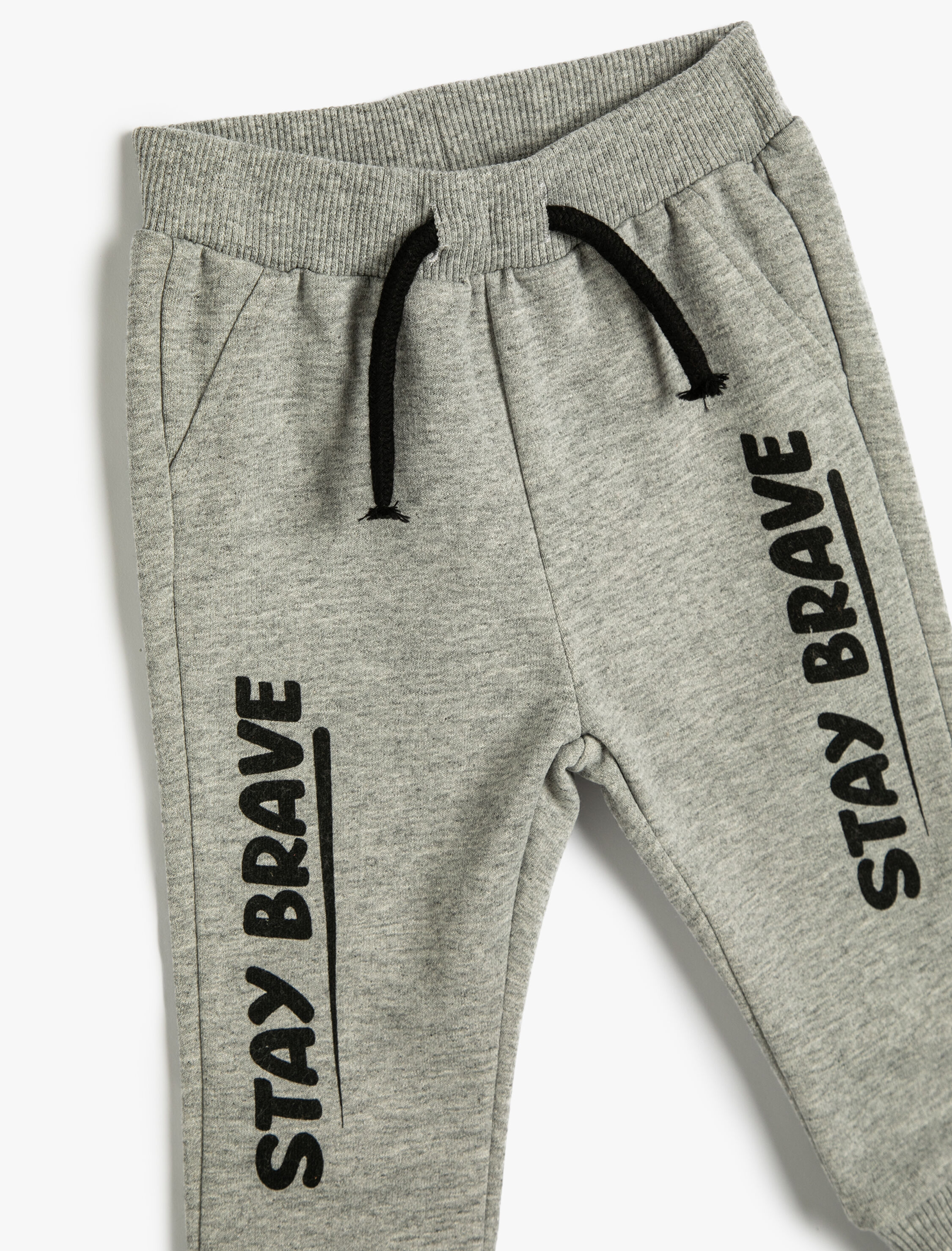  Erkek Bebek Jogger Eşofman Altı Yazı Baskılı Beli Bağlamalı Cepli Şardonlu