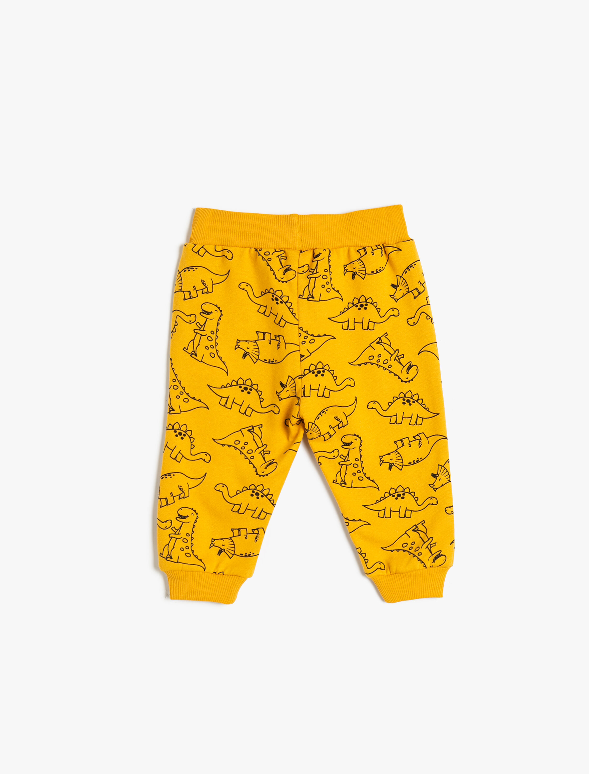  Erkek Bebek Jogger Eşofman Altı Dinozor Baskılı Beli Bağlamalı Şardonlu Pamuklu