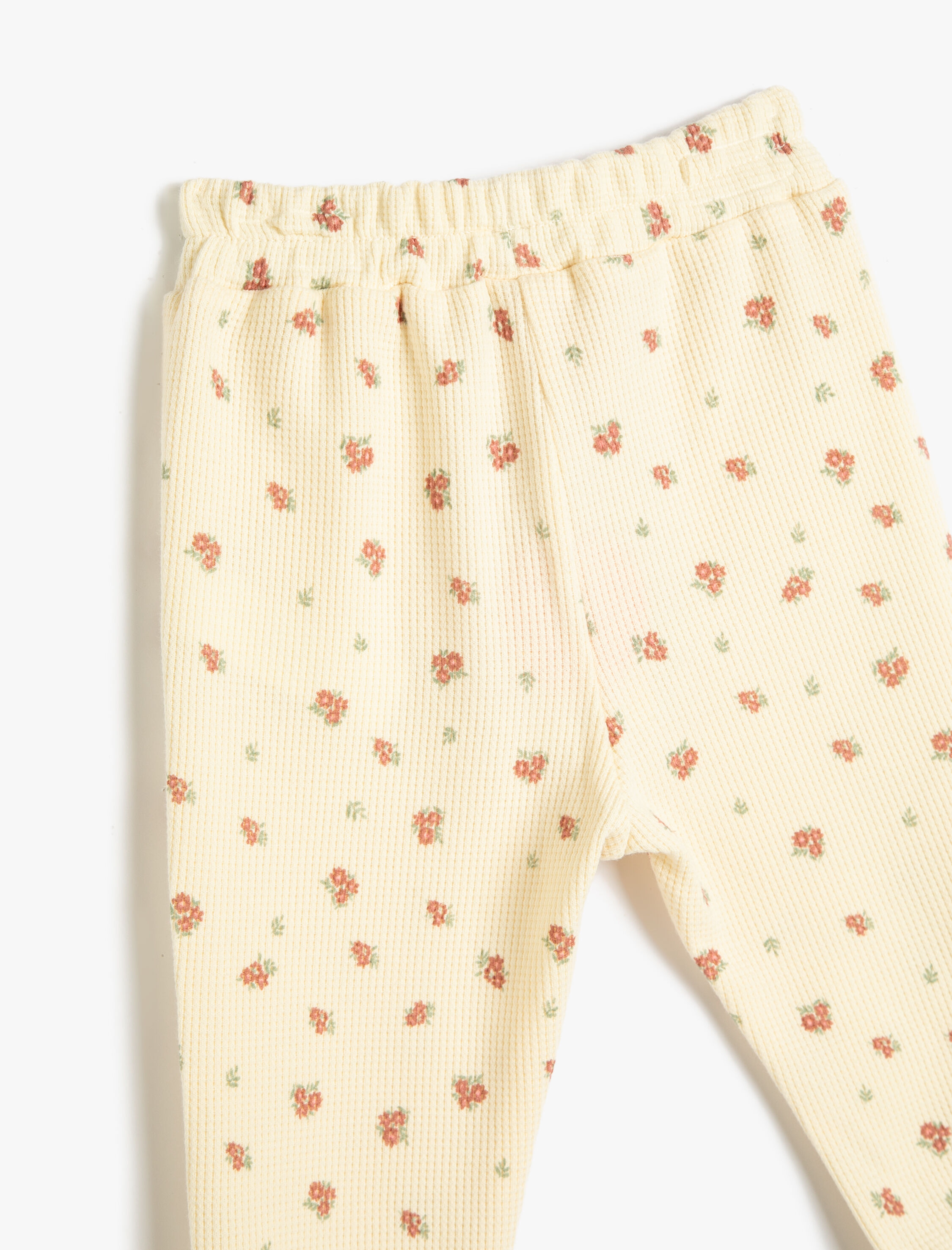  Kız Bebek Çiçekli Jogger Eşofman Altı Dokulu Beli Lastikli Pamuklu
