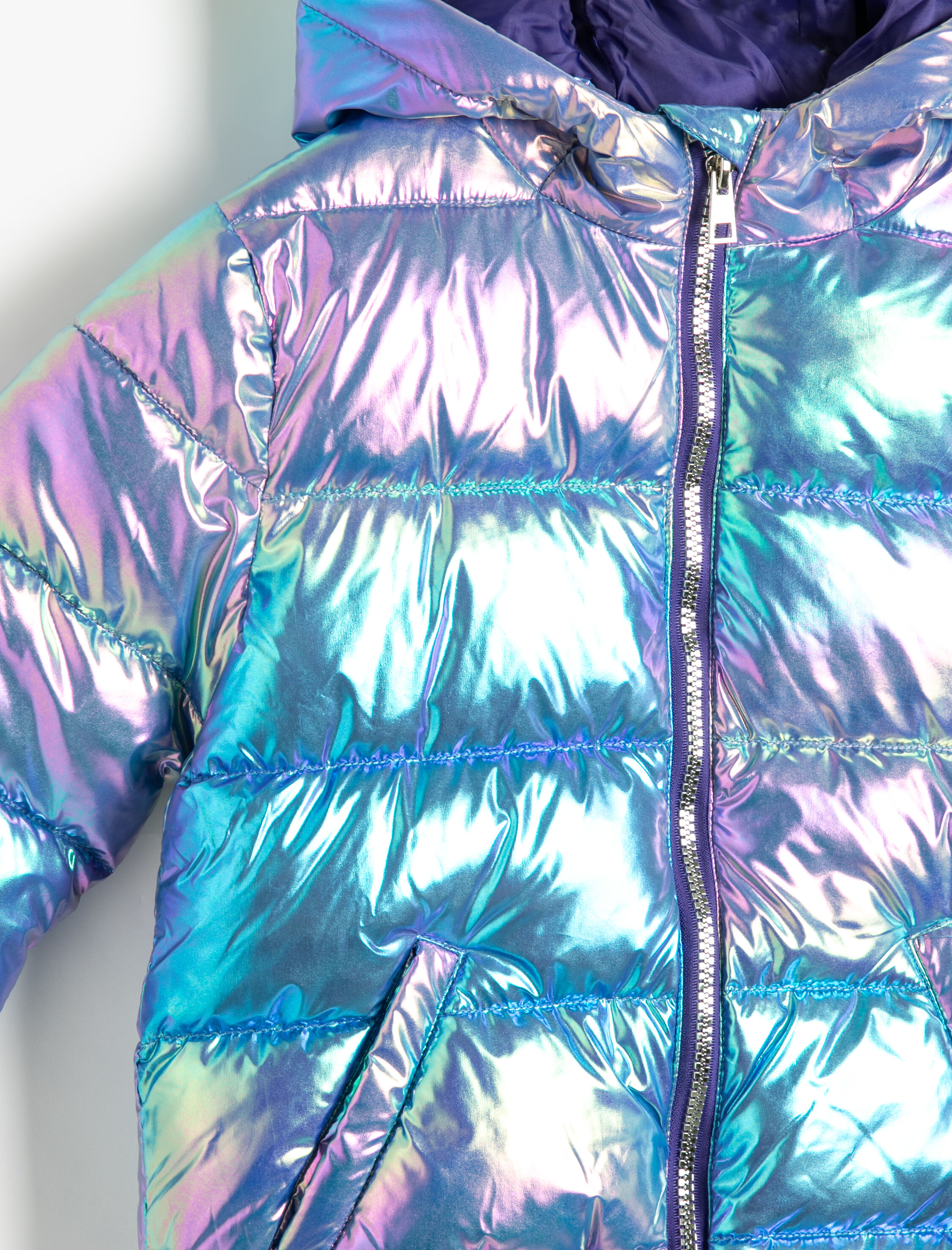  Kız Çocuk Oversize Şişme Mont Kapşonlu Fermuarlı Cep Detaylı