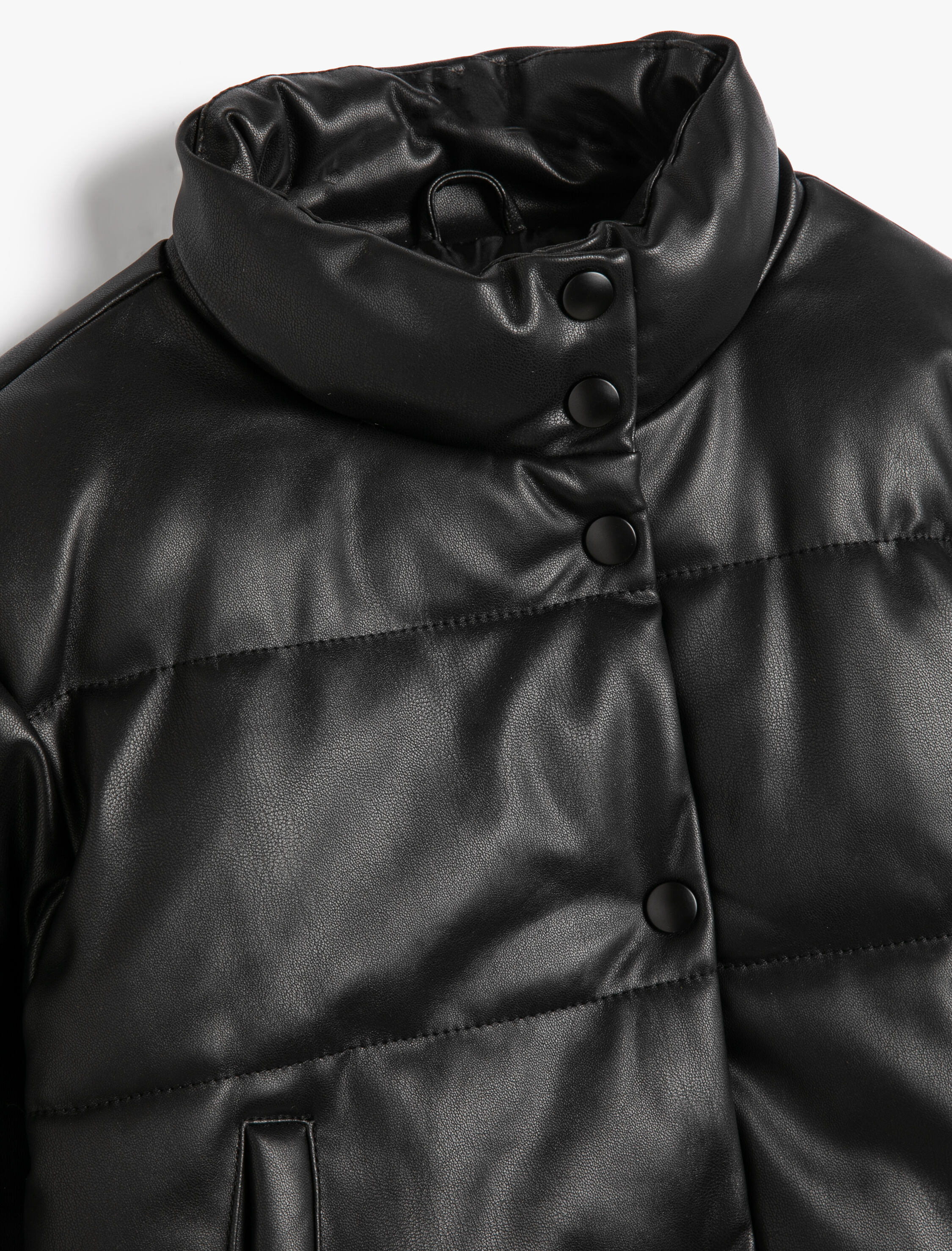  Kız Çocuk Şişme Mont Dik Yaka Fermuarlı Cep Detaylı Düğmeli