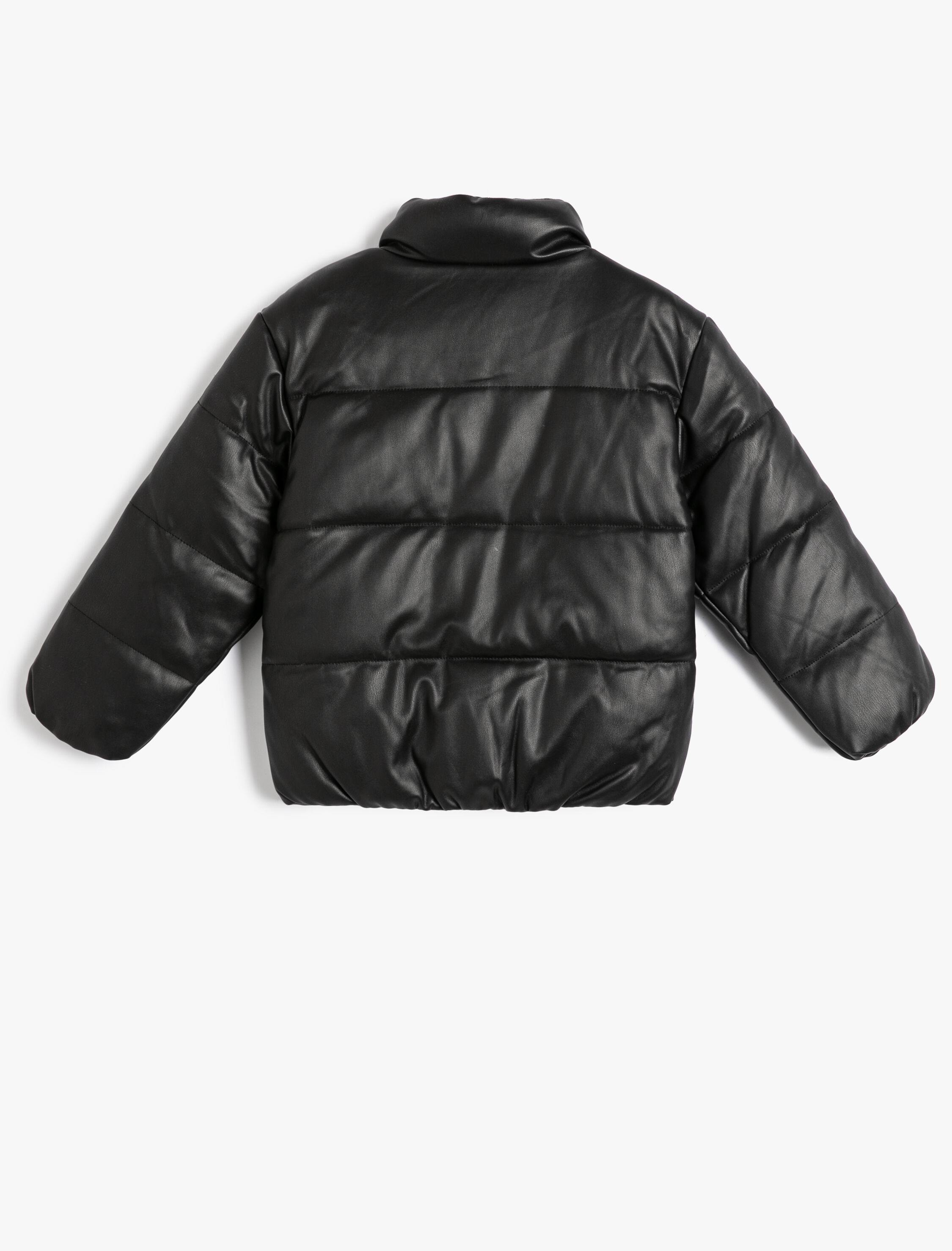  Kız Çocuk Şişme Mont Dik Yaka Fermuarlı Cep Detaylı Düğmeli