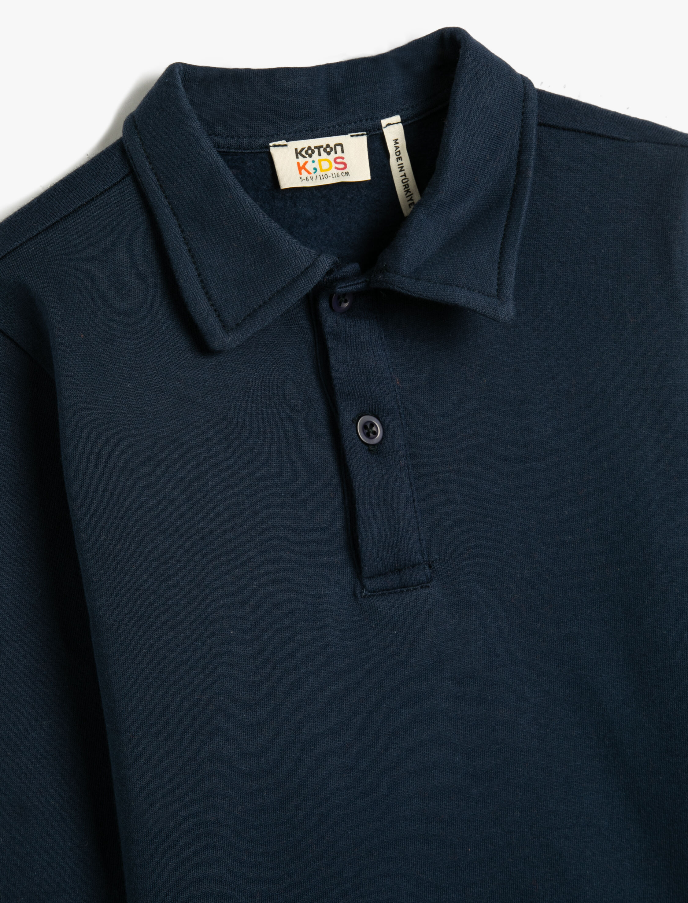  Erkek Çocuk Polo Yaka Sweatshirt Düğme Detaylı Uzun Kollu Şardonlu Pamuklu