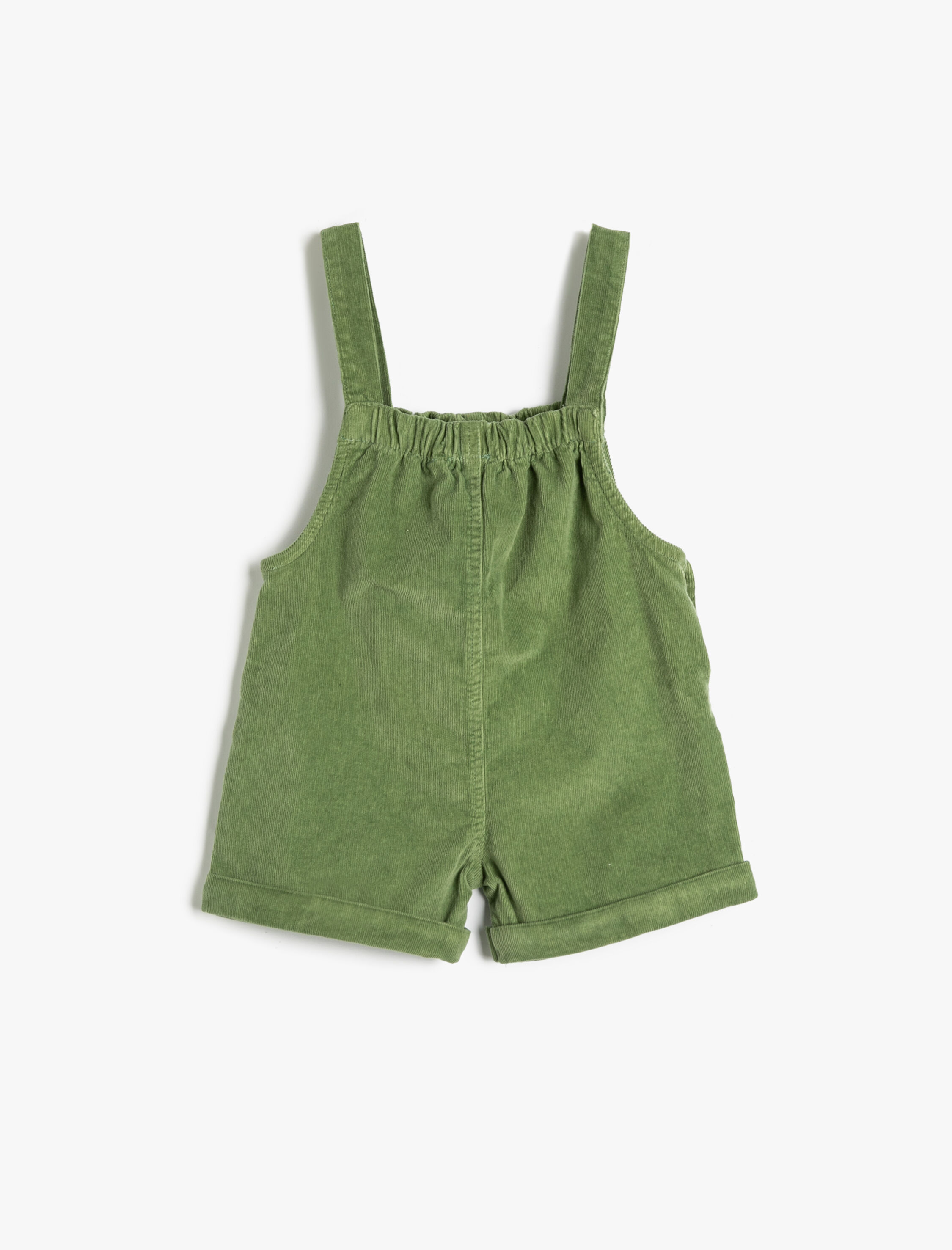  Kız Bebek Salopet Kadife Fitilli Cep ve Düğme Detaylı Pamuklu