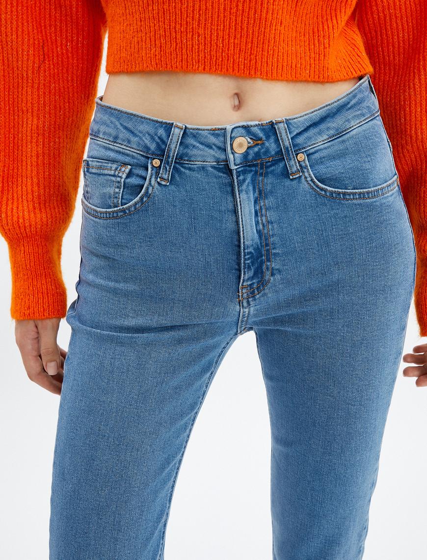   İspanyol Paça Kot Pantolon Dar Kesim Yüksek Bel - Flare Jean
