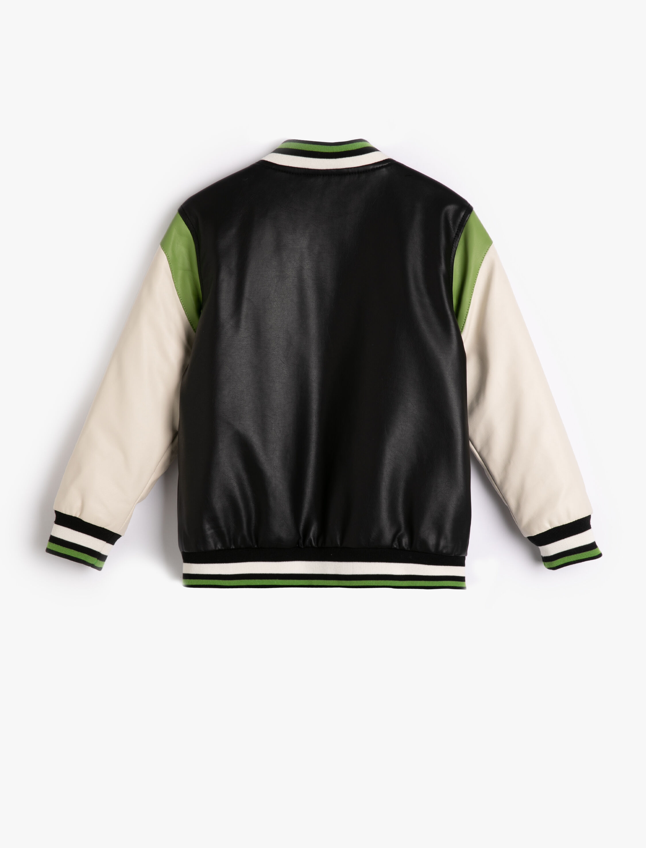  Erkek Çocuk Kolej Ceket Deri Görünümlü Aplike ve Cep Detaylı Çıtçıt Düğmeli