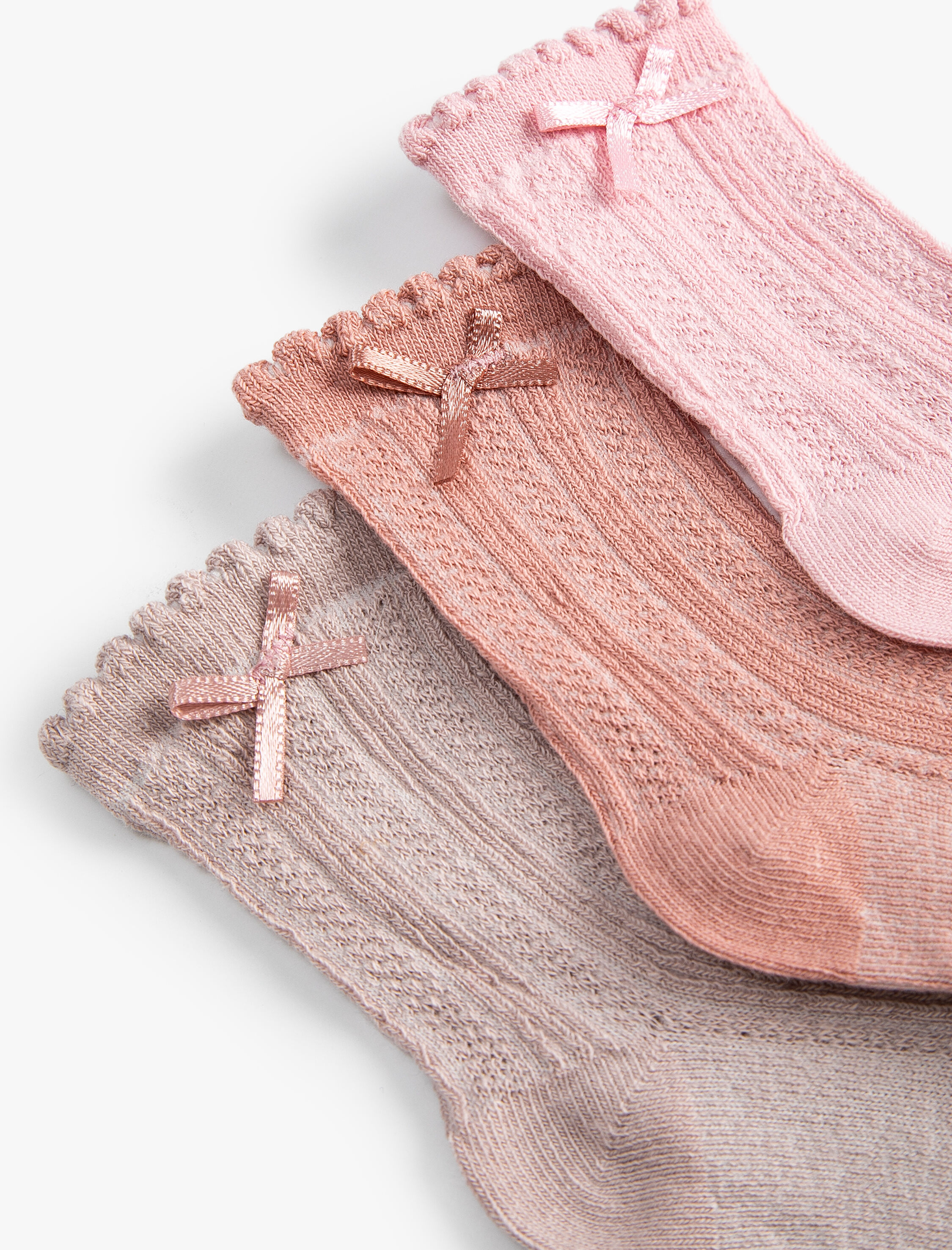  Kız Bebek 3'lü Basic Çorap Seti Kurdeleli