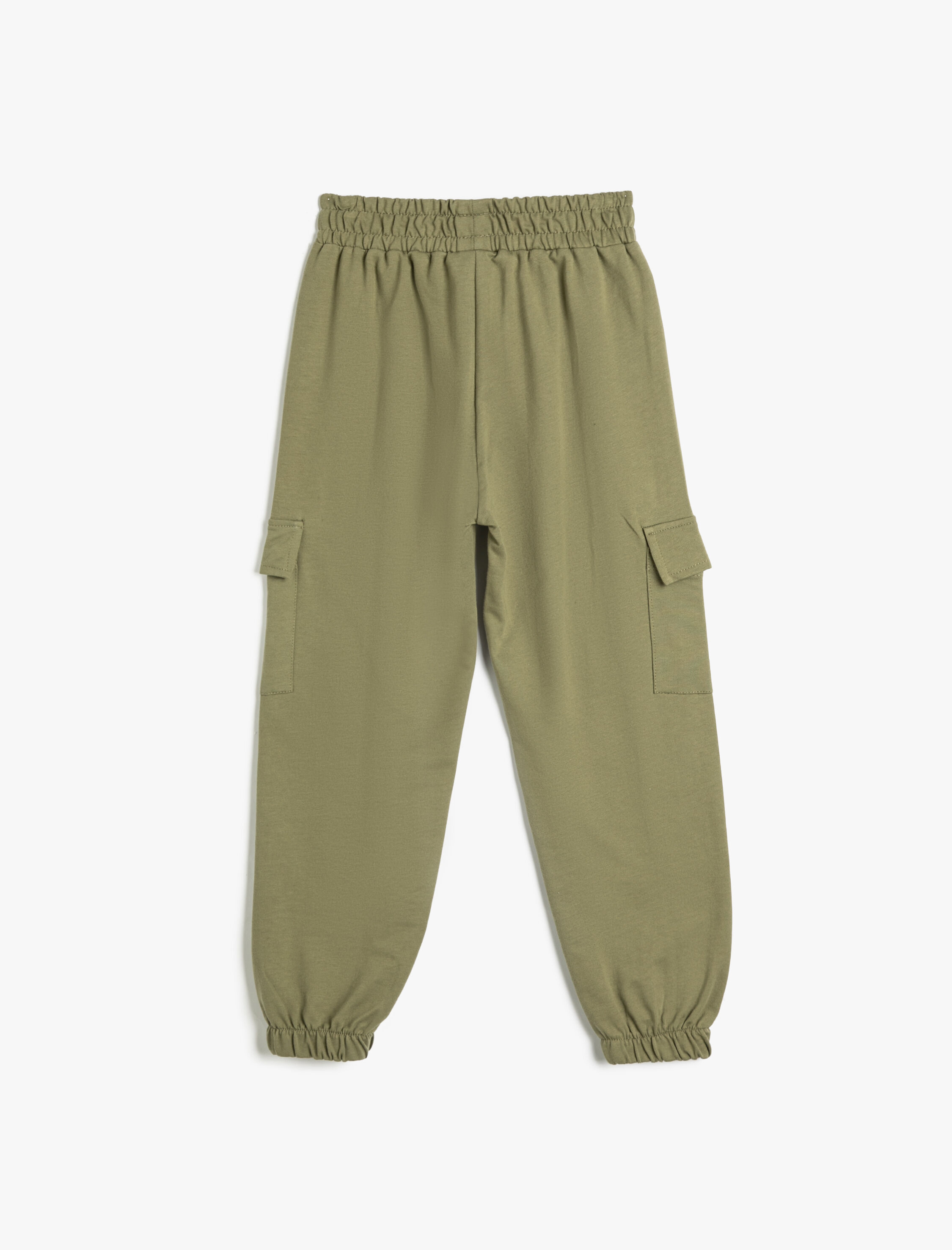  Kız Çocuk Basic Kargo Jogger Eşofman Altı Şardonlu Beli Lastikli Cepli Pamuklu