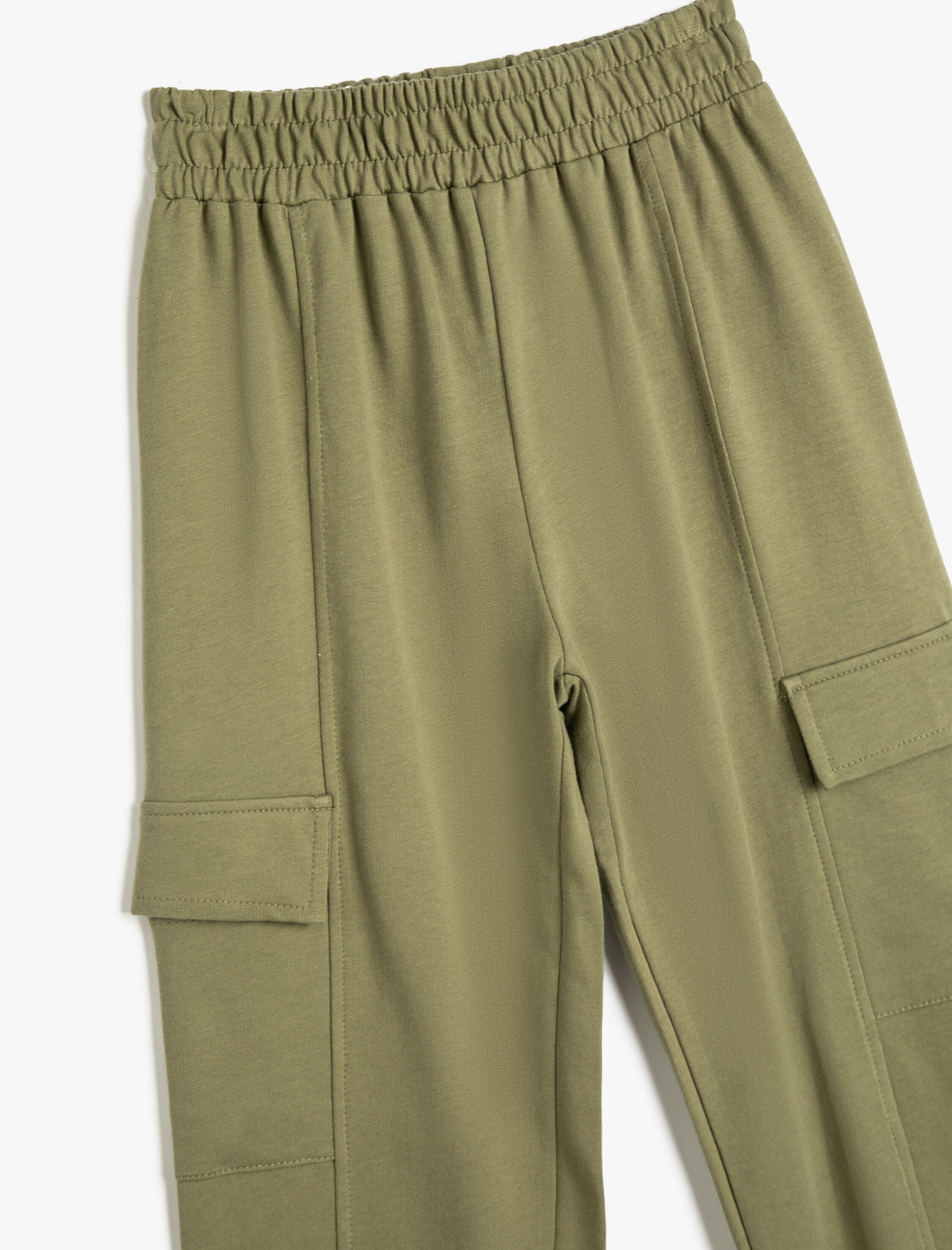  Kız Çocuk Basic Kargo Jogger Eşofman Altı Şardonlu Beli Lastikli Cepli Pamuklu