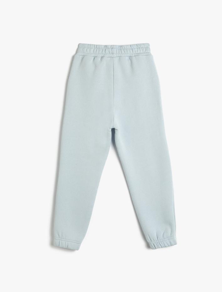 Kız Çocuk Jogger Eşofman Altı Yazı Baskılı Cepli Beli Lastikli Şardonlu