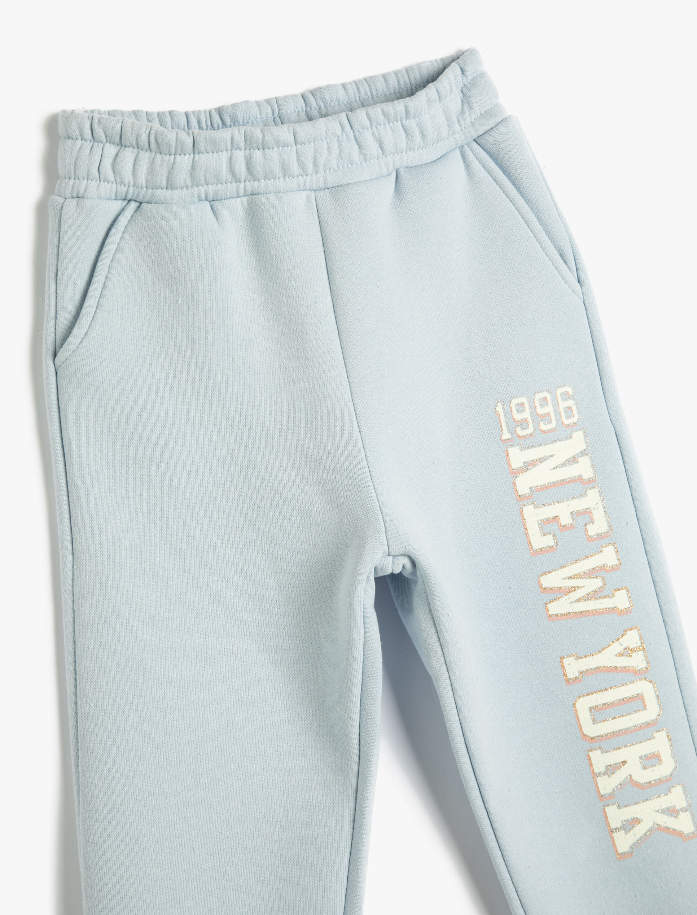  Kız Çocuk Jogger Eşofman Altı Yazı Baskılı Cepli Beli Lastikli Şardonlu