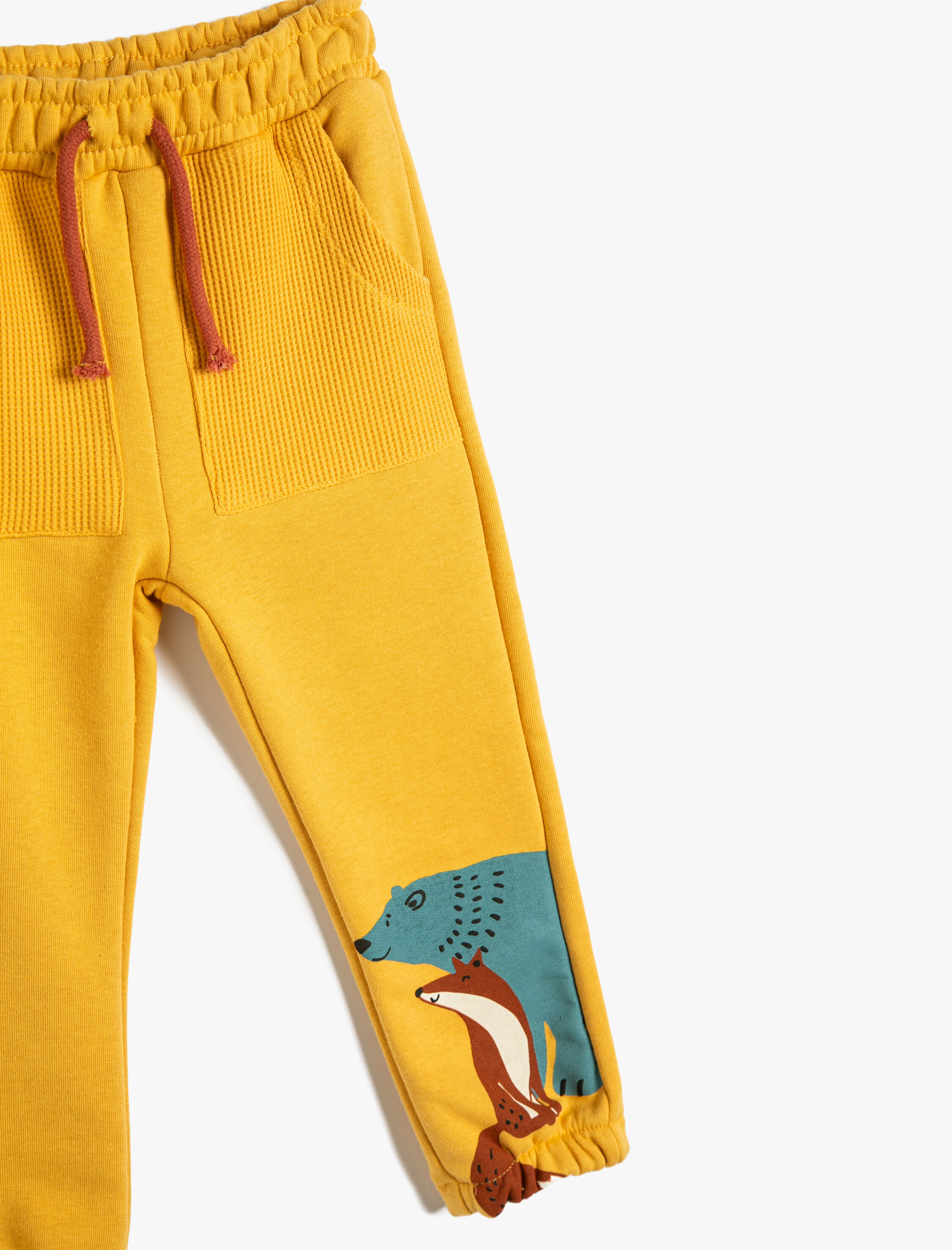  Erkek Bebek Jogger Eşofman Altı Hayvanlar Baskılı Beli Bağlamalı Şardonlu