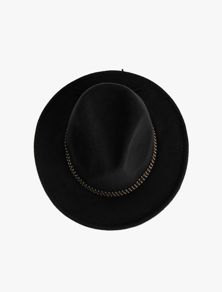 Kadın Fötr Şapka Pul Detaylı