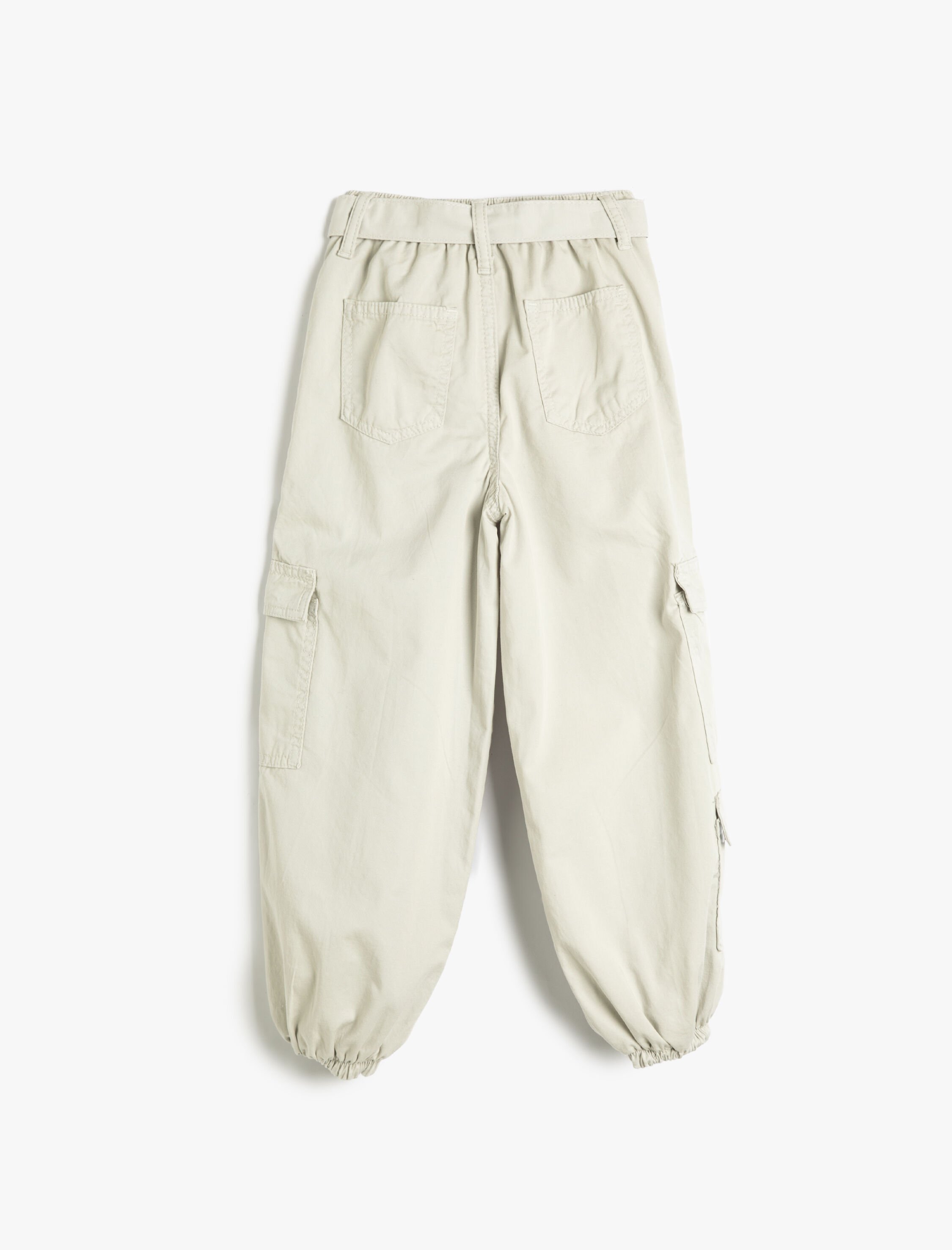  Kız Çocuk Paraşüt Pantolon Kargo Cepli Kemerli Pamuklu