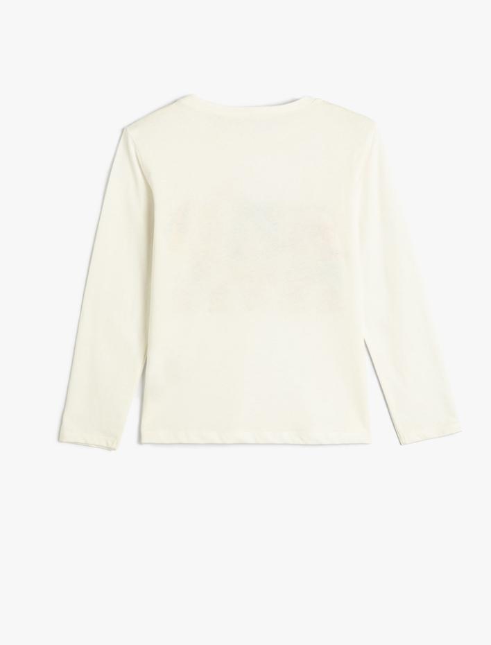 Kız Çocuk Tişört Uzun Kollu Anime Baskılı Bisiklet Yaka Pamuklu