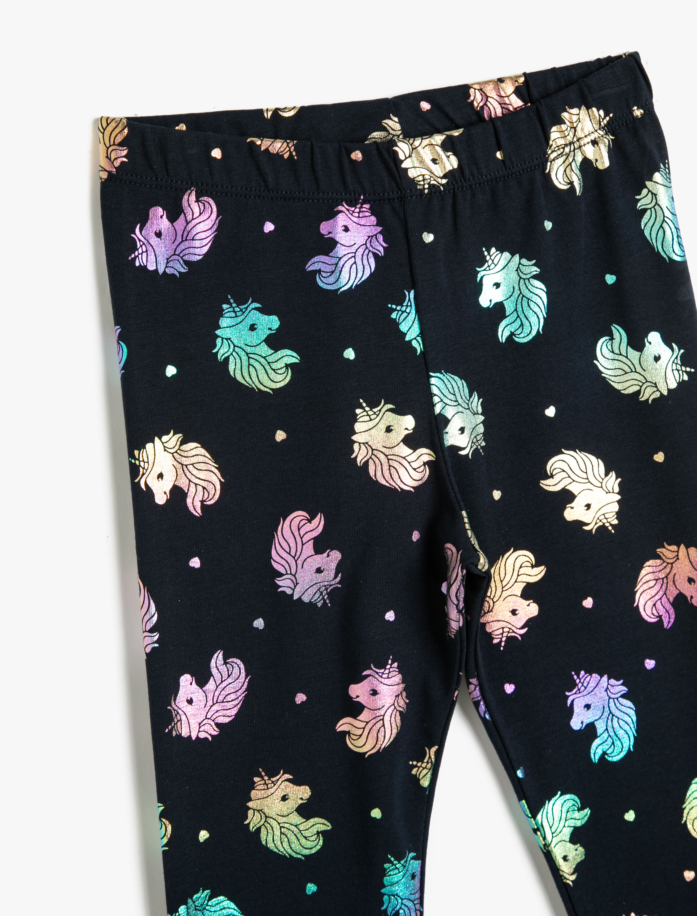 Kız Çocuk Tayt Unicorn Baskılı Beli Lastikli Pamuklu
