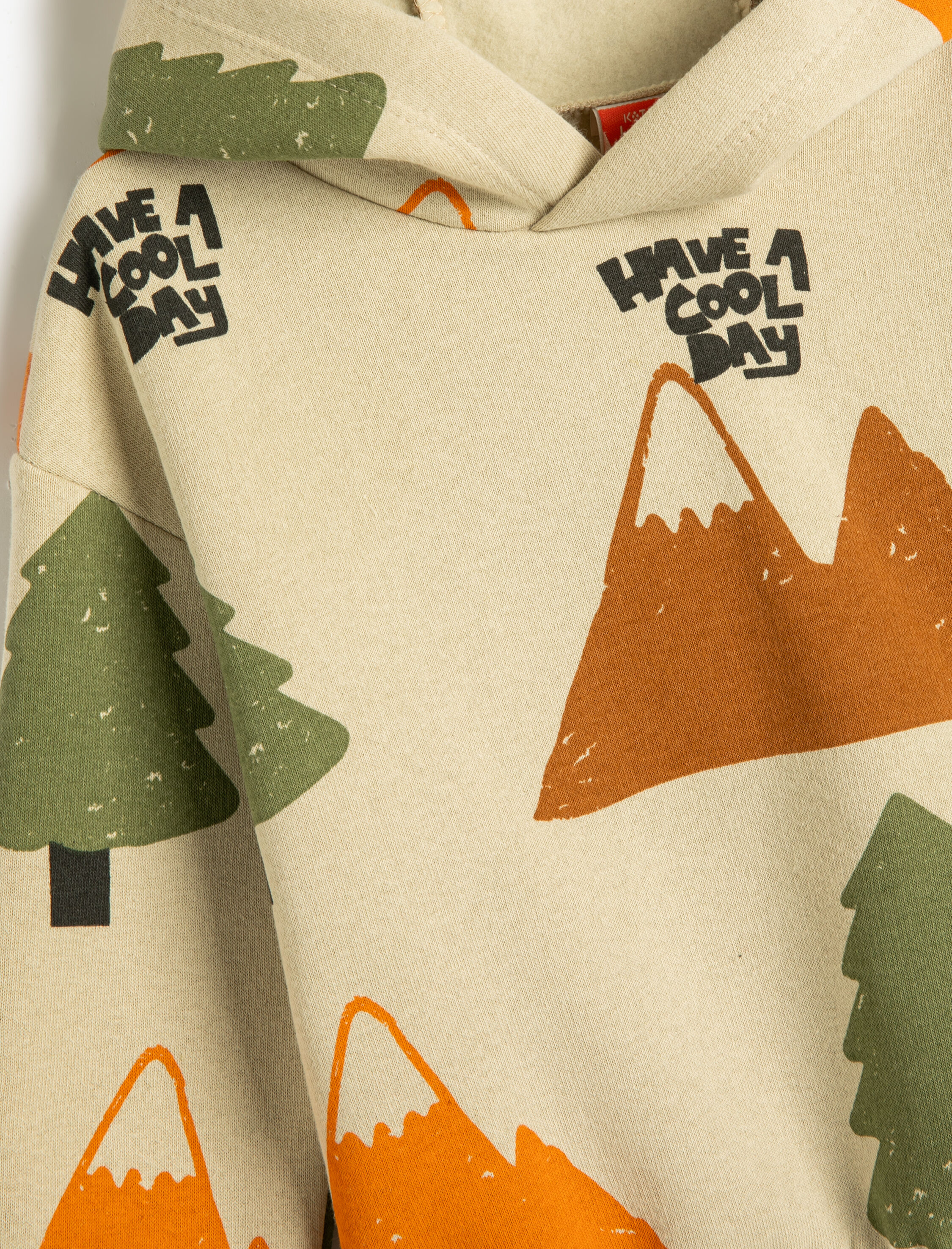 Erkek Bebek Kapşonlu Sweatshirt Doğa Temalı Uzun Kollu Şardonlu