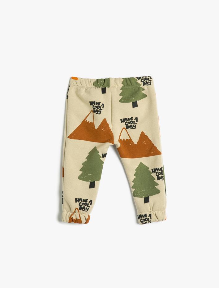 Erkek Bebek Jogger Eşofman Altı Doğa Temalı Beli Bağlamalı Şardonlu