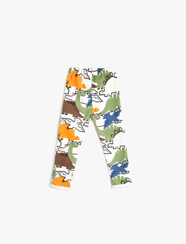 Erkek Bebek Dinozorlu Eşofman Altı Cepli Beli Bağlamalı Şardonlu