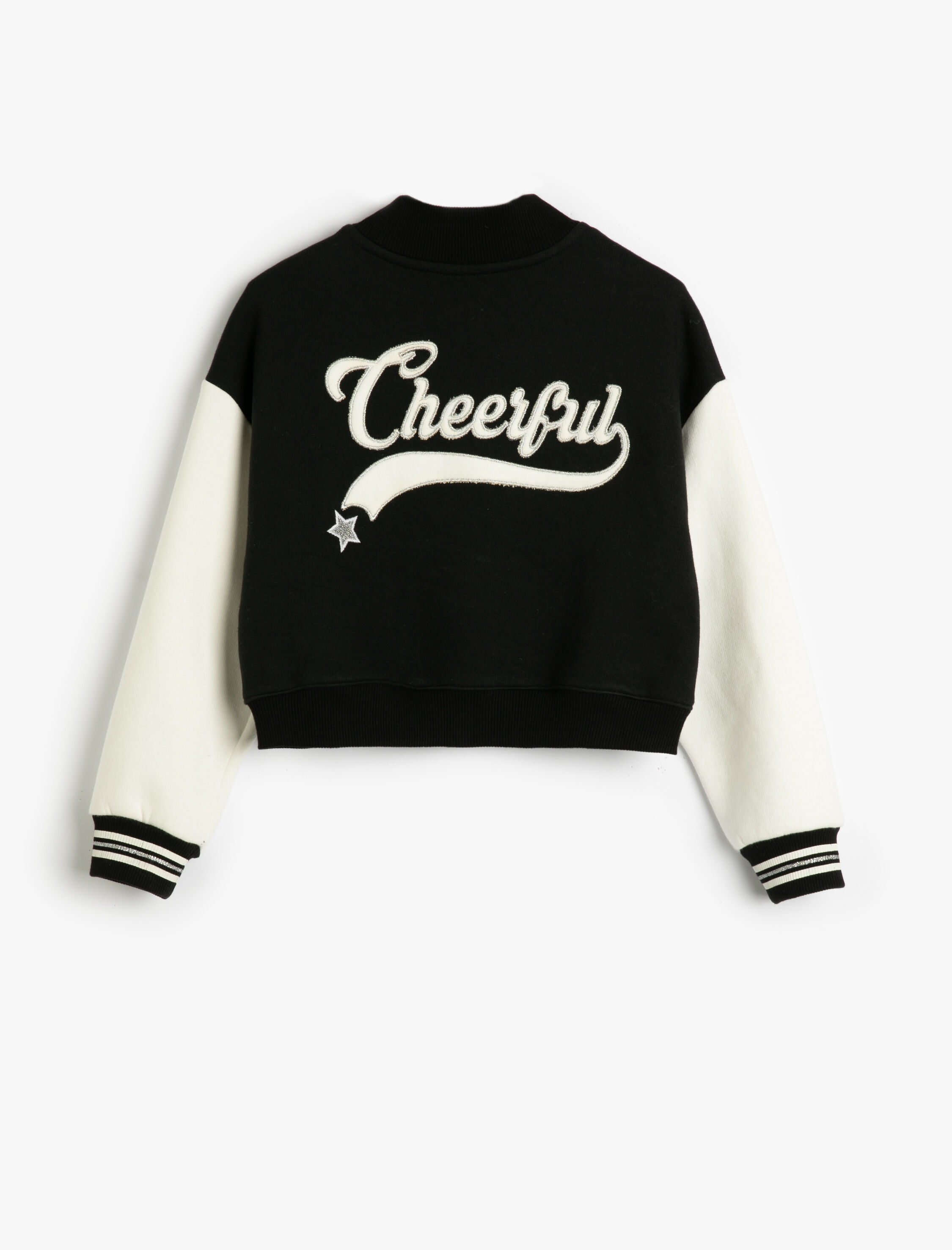  Kız Çocuk Kolej Ceket Aplike Detaylı Uzun Kollu Renk Kontrastlı Çıtçıt Kapamalı Şardonlu