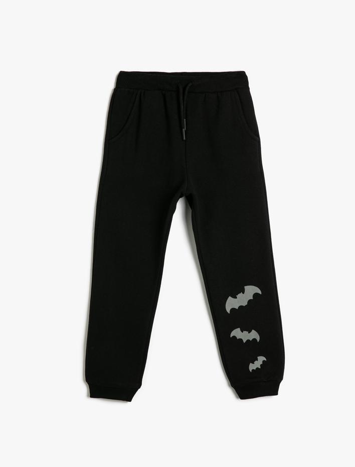 Erkek Çocuk Basic Jogger Eşofman Altı Yarasa Baskılı Beli Bağlamalı Cepli Şardonlu